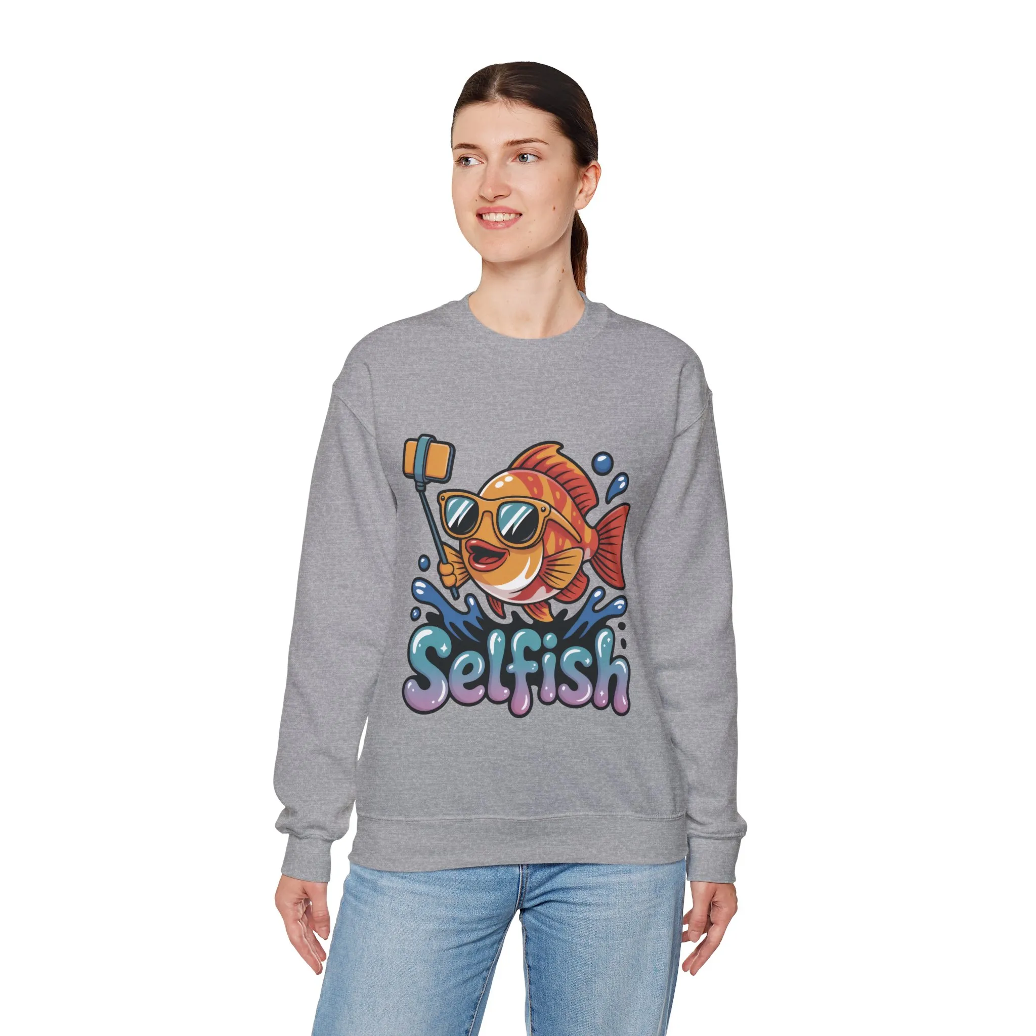 Selfish Womens Sweatshirt, Funny Selfie Pullover, Cute Ocean Pun Sweater, Playful Sea Life Gift, Fun Gift for Fish Lovers, Fishing Apparel - Image 12