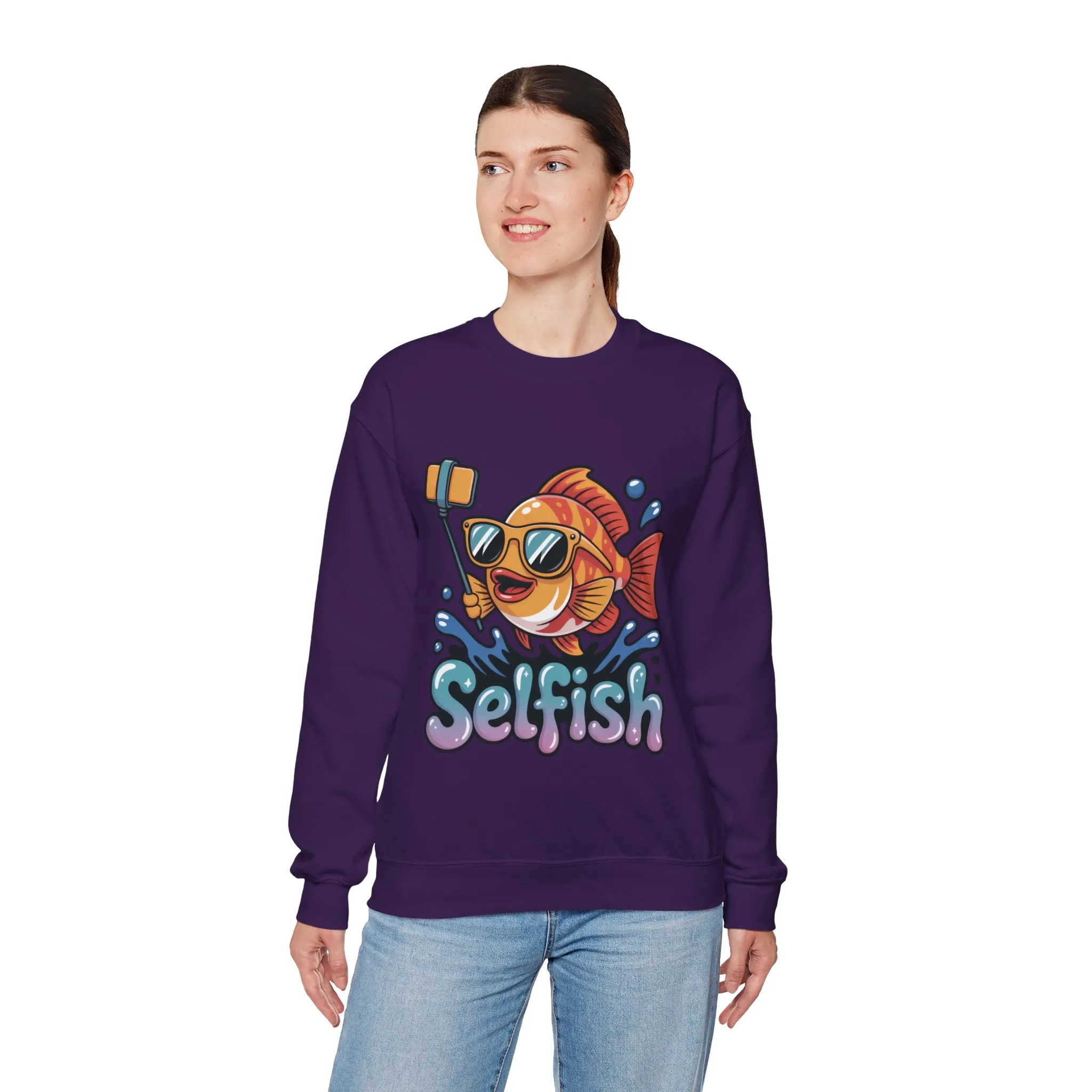 Selfish Womens Sweatshirt, Funny Selfie Pullover, Cute Ocean Pun Sweater, Playful Sea Life Gift, Fun Gift for Fish Lovers, Fishing Apparel - Image 21
