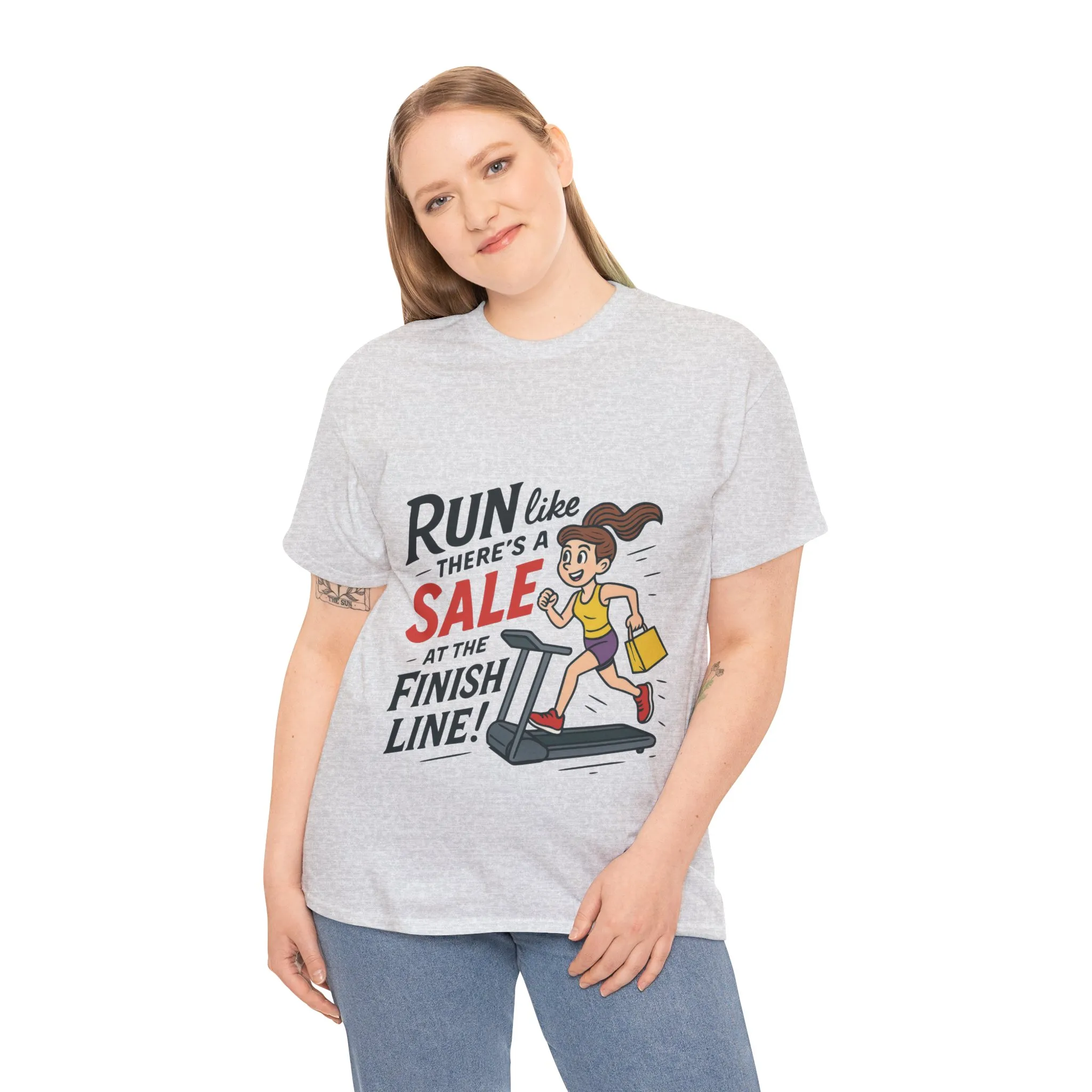 Motivational Fitness Tee, Workout Shirt, Funny Exercise Gym Top, Funny Shopping Tee, Treadmill Runner Shirt for Her, run for sale tee - Image 6