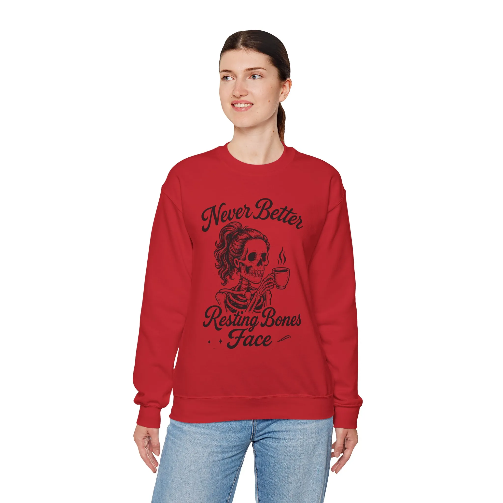 Skull Coffee Lovers Crewneck Sweatshirt, Womens, Perfect for Halloween, Cozy Outfit, Gift for Friends, Relaxing Days, Coffee Enthusiasts - Image 27