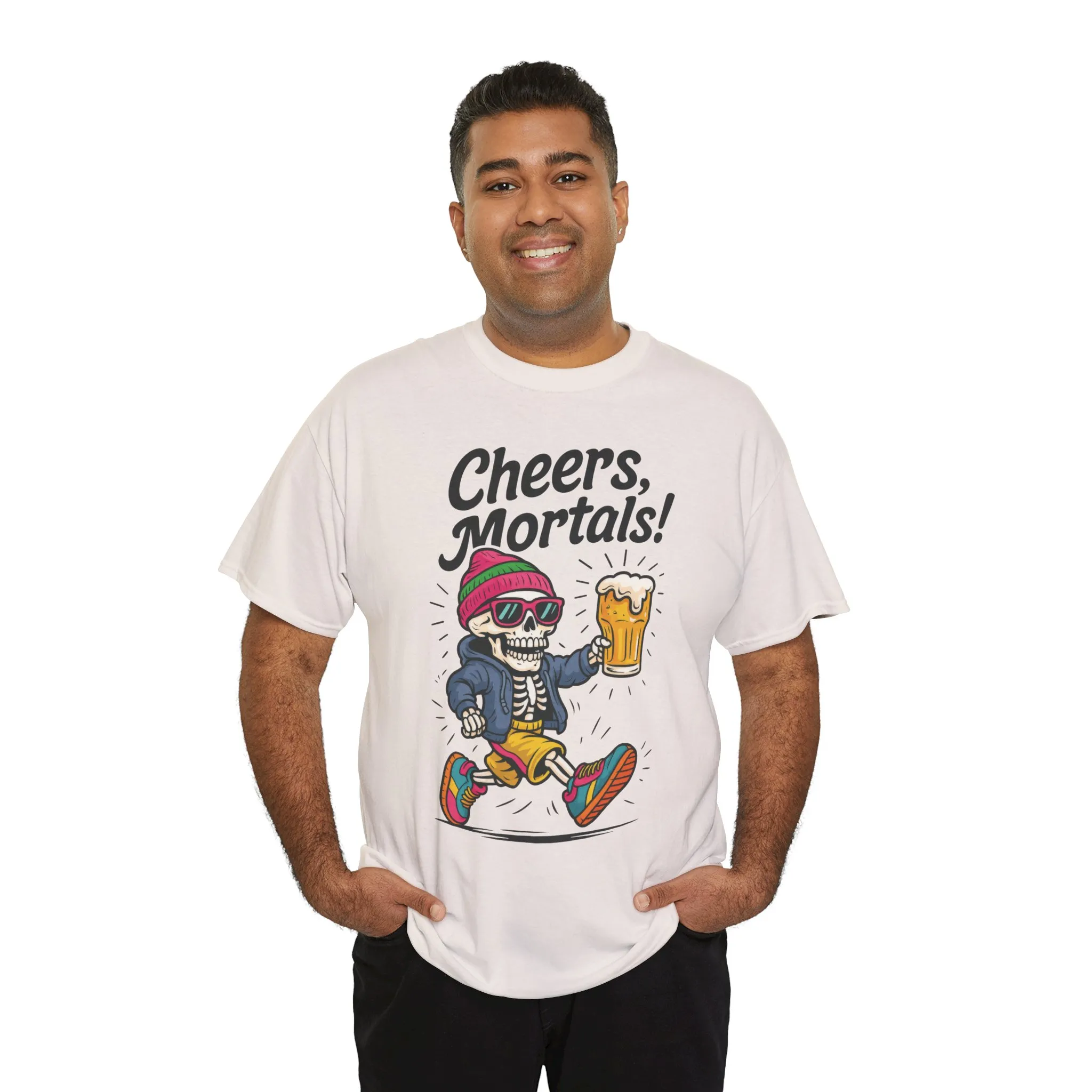 Cheers, Mortals! Mens Tee, Funny Skeleton Beer Graphic Tee, Cool Drinking Humor Shirt, Party Gift for Him, Halloween Tee, Beer Lovers Gift - Image 39