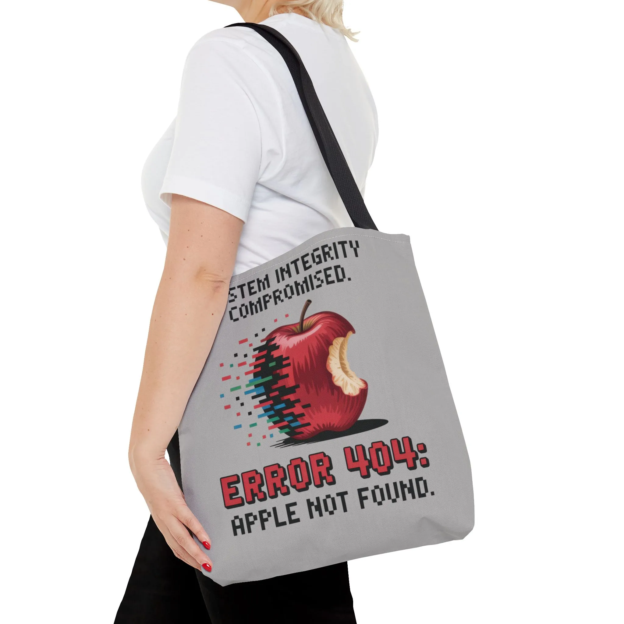 Error 404 Apple Tote Bag, Geek Tote, Funny Shopping Bag, Gift for Tech Lovers, Apple Lovers Tote, Digital Design Bag, Large Tote Bag, Weekender Bag, Beach Bag - Image 9