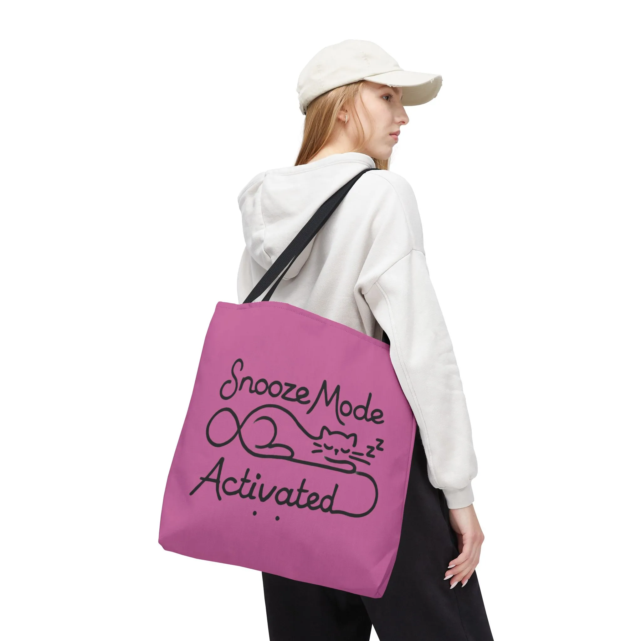 Sleepy Cat Tote Bag - Snooze Mode Activated, Cute Cat Lover Gift, Lounge Essential, Beach, Grocery, Everyday Use, Beach Weekender Bag