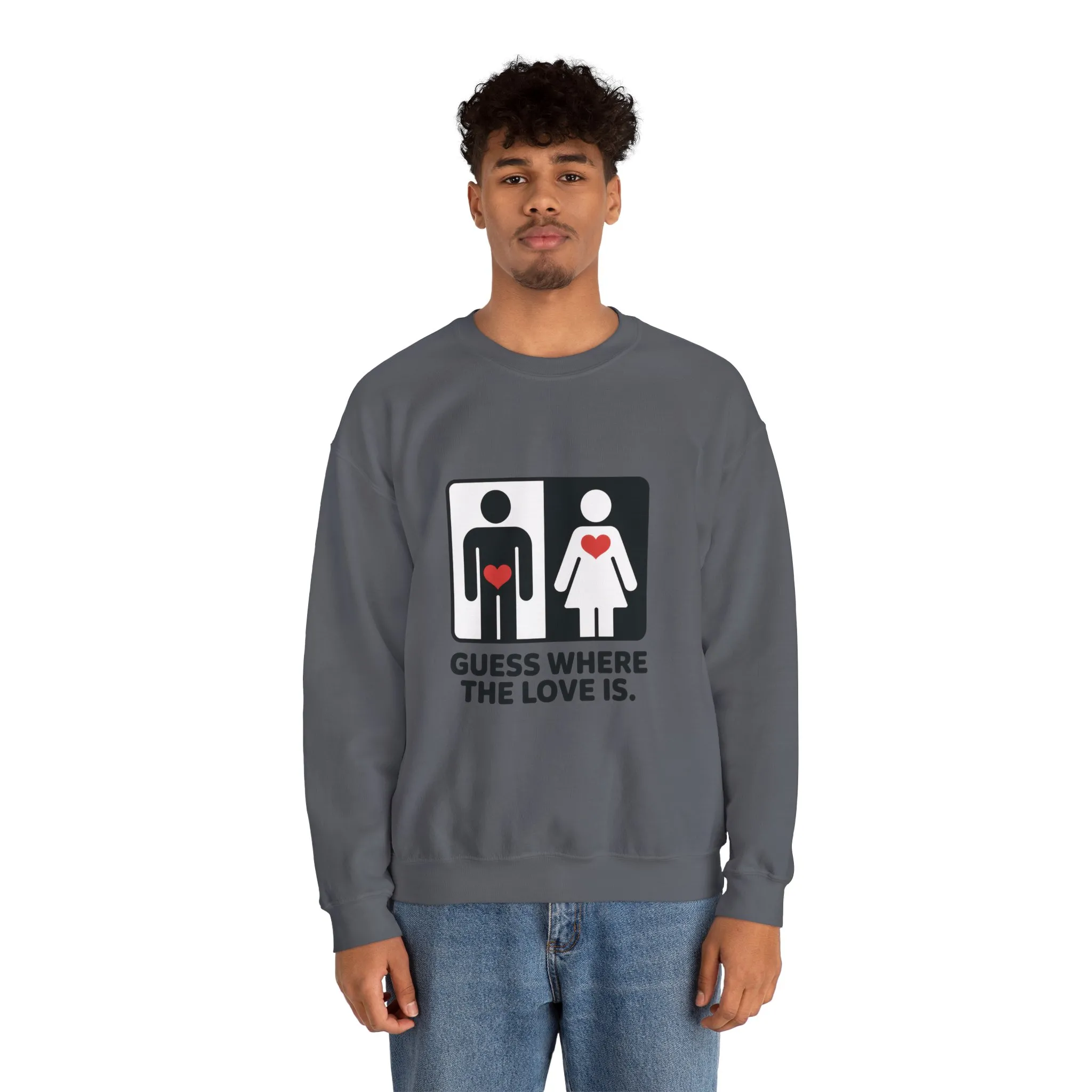 Guess Where the Love Is Mens Crewneck Sweatshirt, Cute Couples Gift, Love Themed Apparel, Valentine's Day Apparel, Relationship Sweatshirt - Image 17