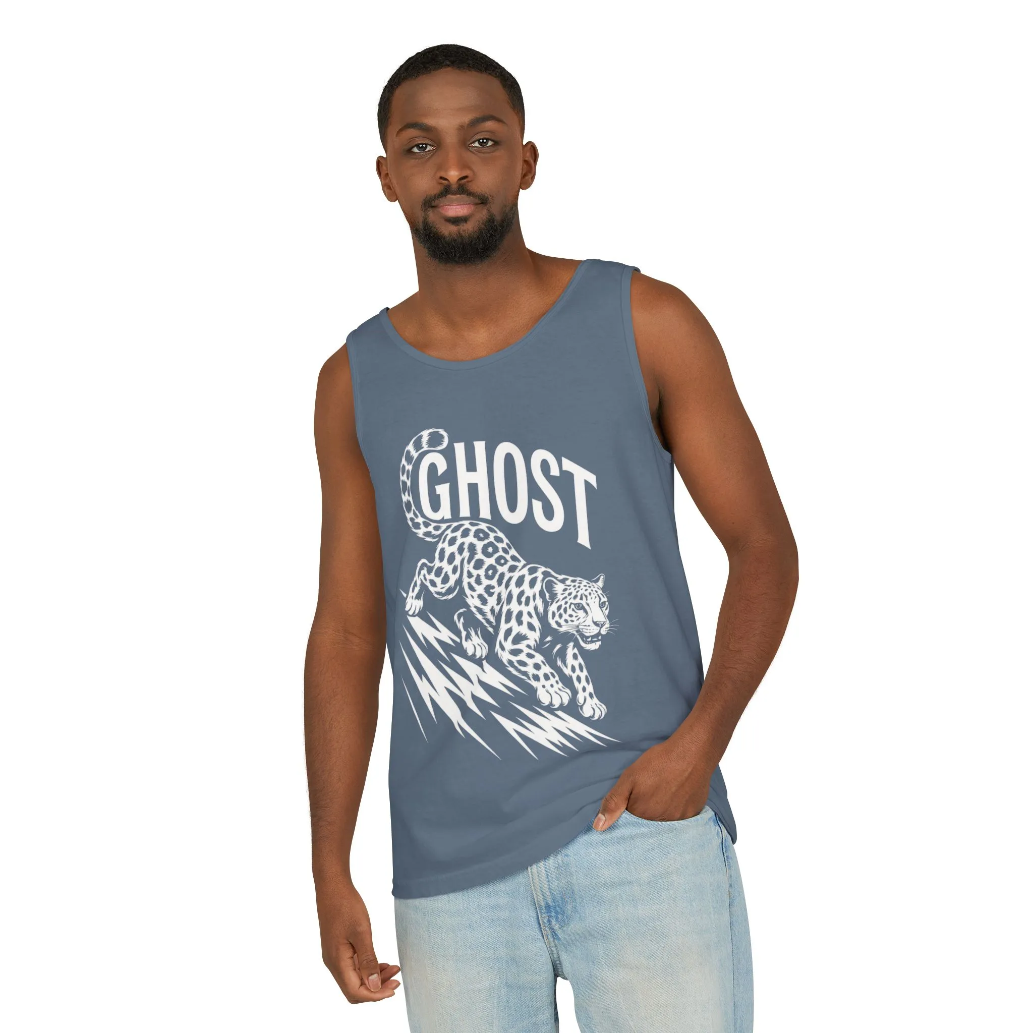 Ghost Leopard Mens Tank Top - Cool Graphic Shirt for Summer, Beach Days, Festivals, Gifts, Casual Wear - Image 10
