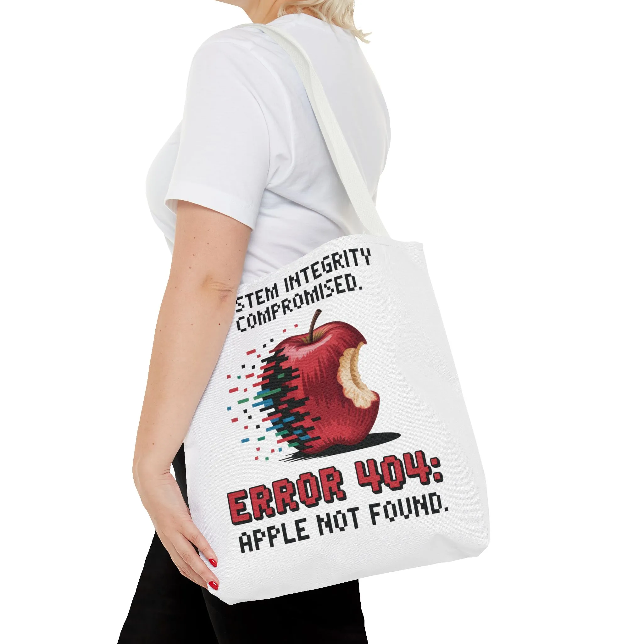 Error 404 Apple Tote Bag, Geek Tote, Funny Shopping Bag, Gift for Tech Lovers, Apple Lovers Tote, Digital Design Bag, Weekender Bag, Beach Bag, Large Canvas Bag - Image 39
