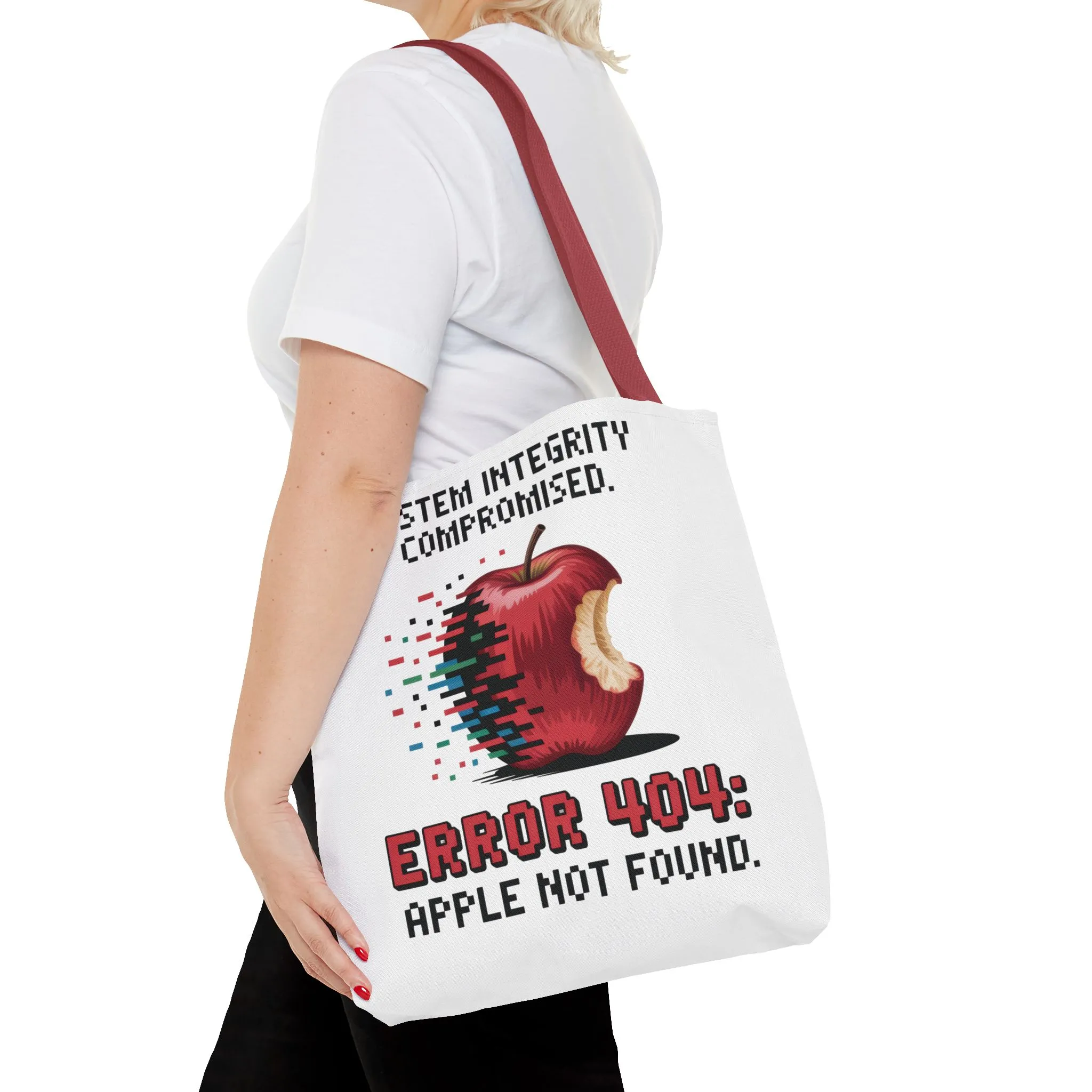 Error 404 Apple Tote Bag, Geek Tote, Funny Shopping Bag, Gift for Tech Lovers, Apple Lovers Tote, Digital Design Bag, Weekender Bag, Beach Bag, Large Canvas Bag - Image 29