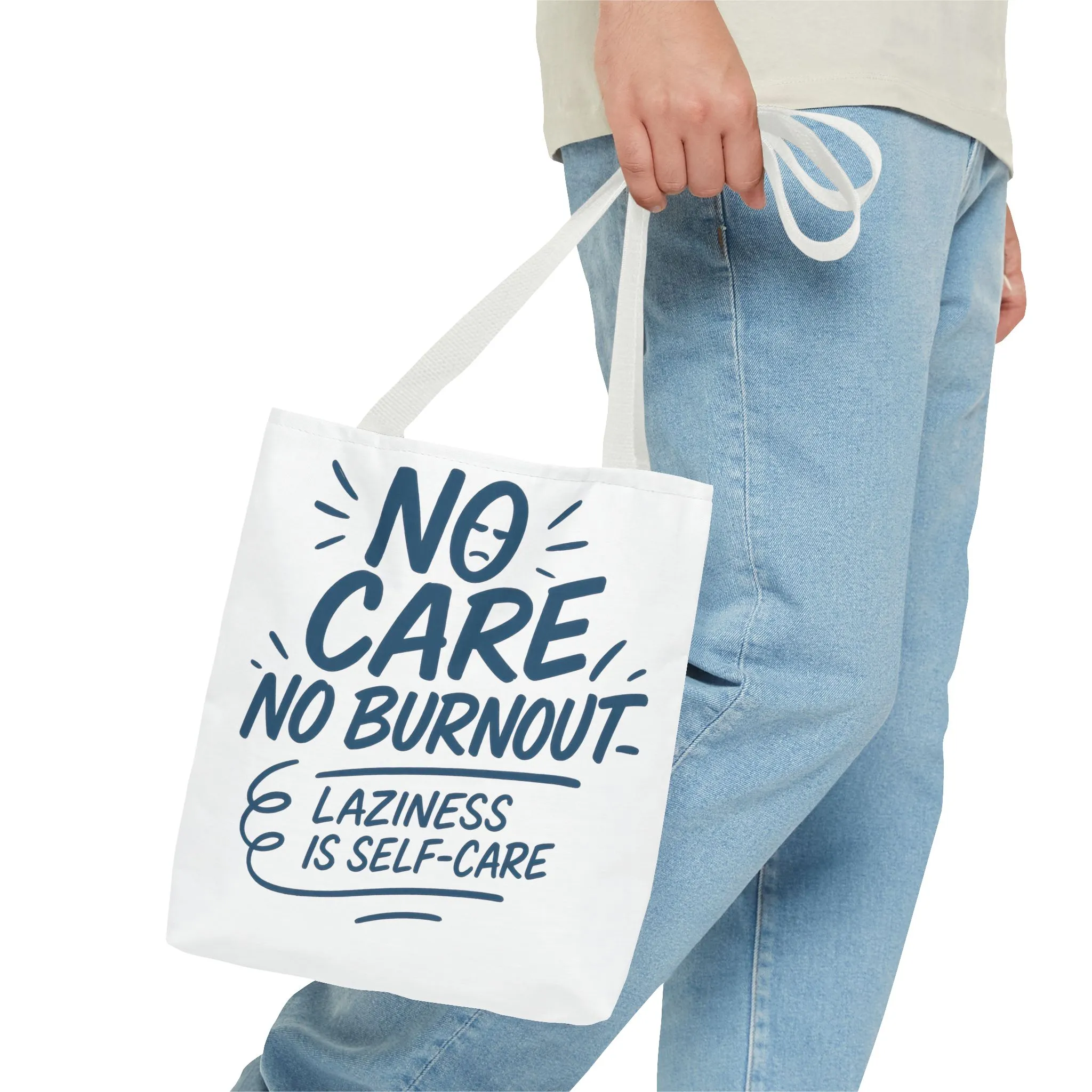 Laziness is Self-Care Funny Quote Bag, Oversized Reusable Canvas Shopping Tote, Sarcastic Self-Care Gift, Weekend Getaway, Everyday Use - Image 3