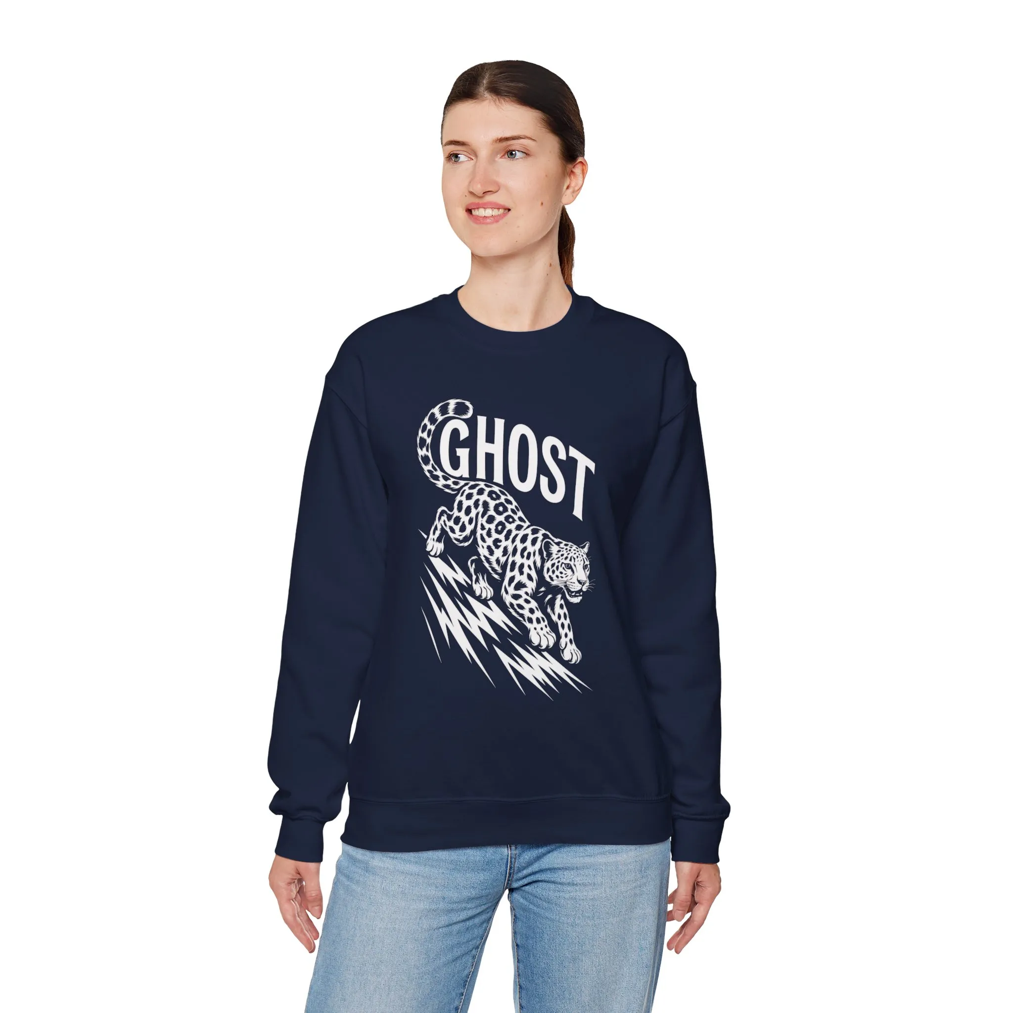 Ghost Leopard Crewneck Sweatshirt, Unisex Fashion, Cozy Casual Wear, Graphic Sweatshirt, Wild Animal Art, Gift for Animal Lovers - Image 27