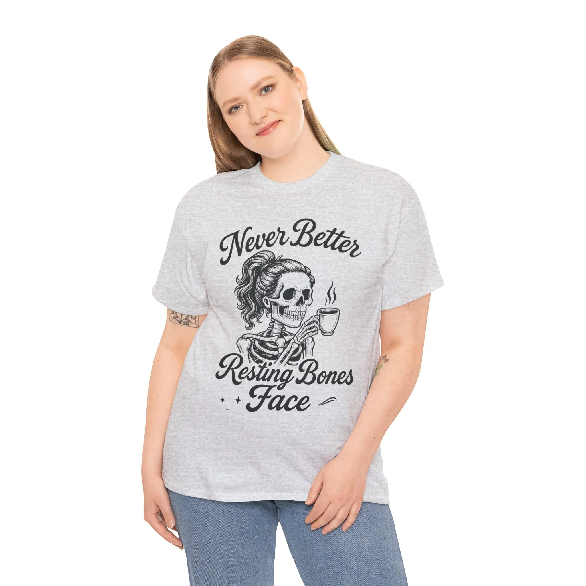 Sassy Skeleton Womens Tee: Never Better, Resting Bones Face, Halloween Costume, Funny Gift, Unisex Humor Shirt, Casual Wear - Image 9