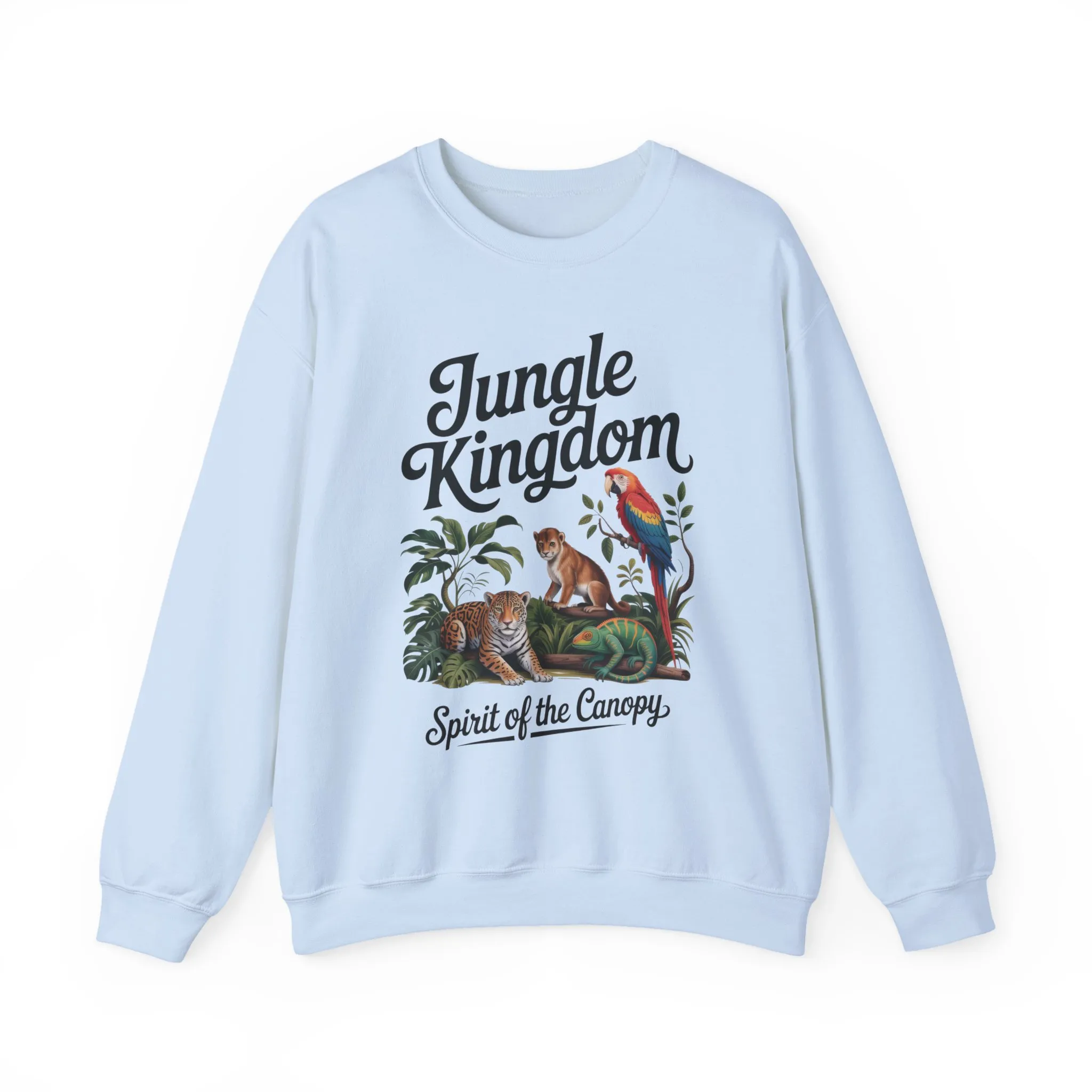 Jungle Kingdom Mens Sweatshirt, Cozy Jungle Crewneck, Nature Lover Gift, Wildlife Artwork, Eco-Conscious Apparel, Animal Enthusiast Clothing - Image 16