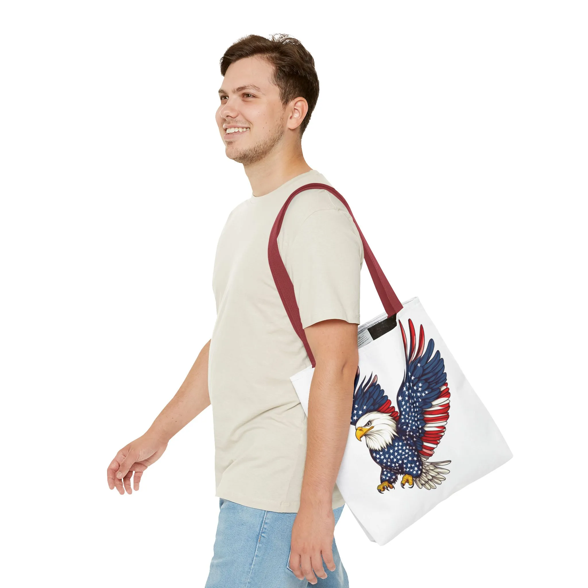 Patriotic Eagle Tote Bag, AOP, Perfect for July 4th, Festivals, Eco-Friendly Shopping, Gift for Nature Lovers, large canvas bag, beach bag - Image 11
