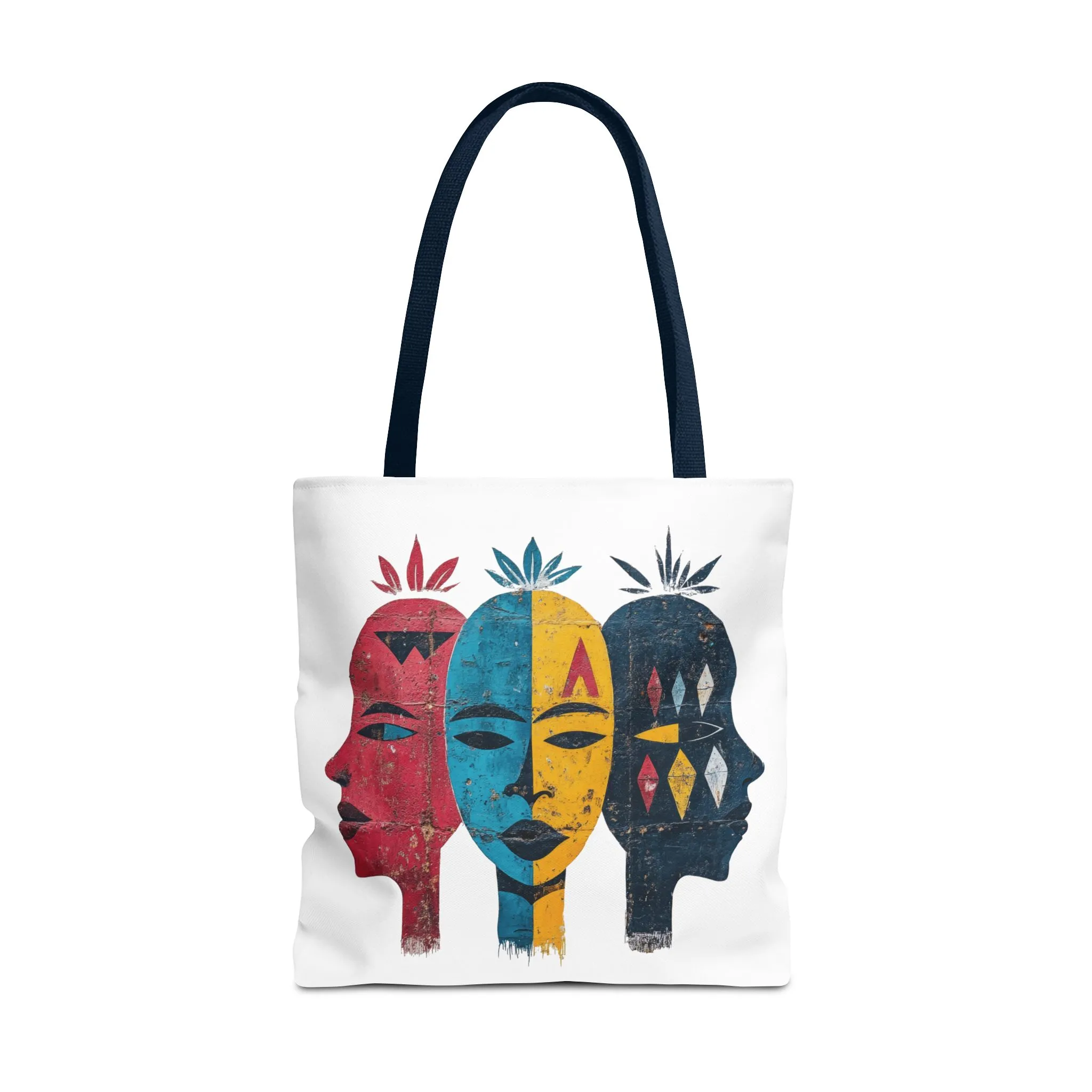 Artistic Tote Bag with Abstract Faces - Bohemian Style, Eco-Friendly Shopping Bag, Gift for Art Lovers, Unique Beach Bag, Festival Accessory