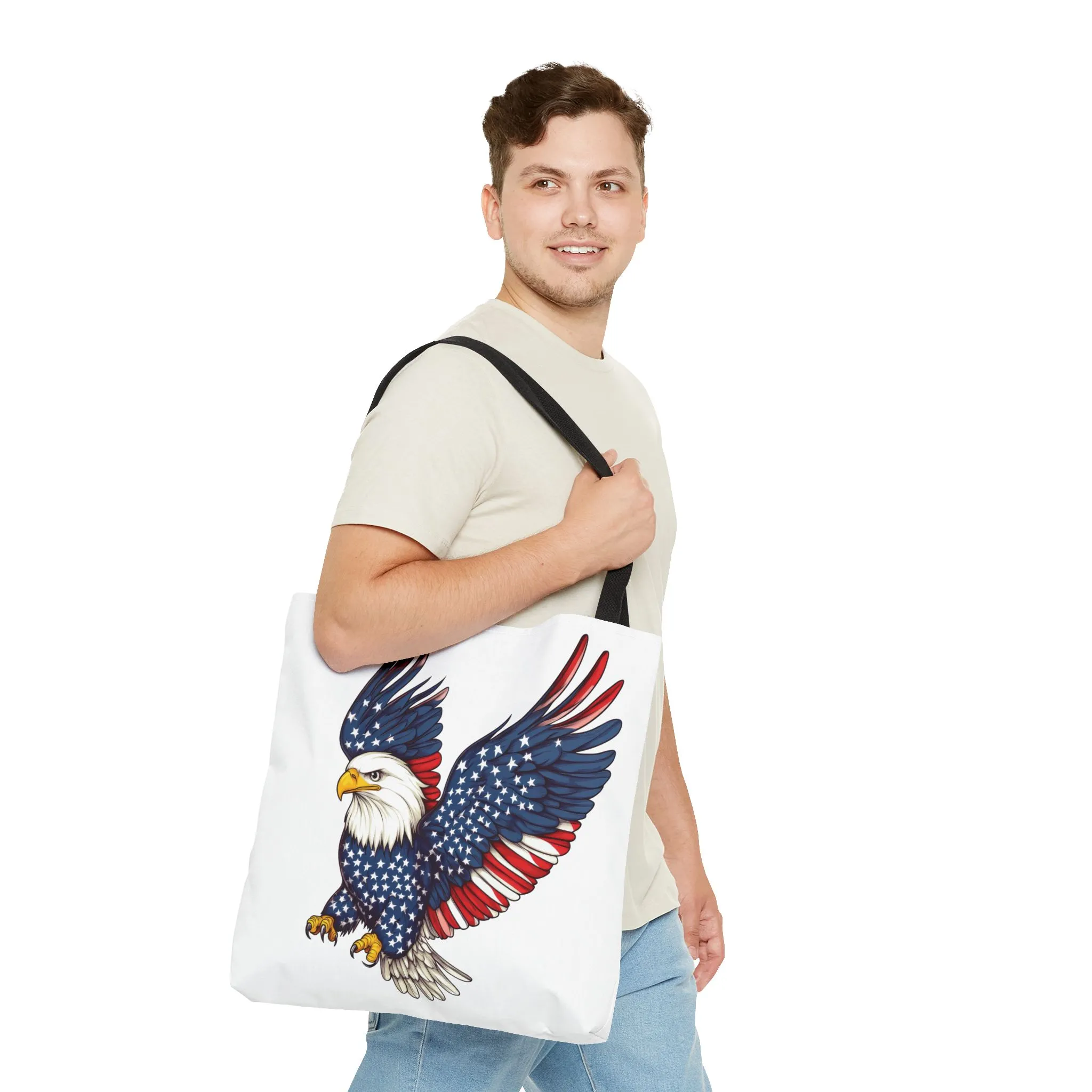 Patriotic Eagle Tote Bag, AOP, Perfect for July 4th, Festivals, Eco-Friendly Shopping, Gift for Nature Lovers, large canvas bag, beach bag - Image 7