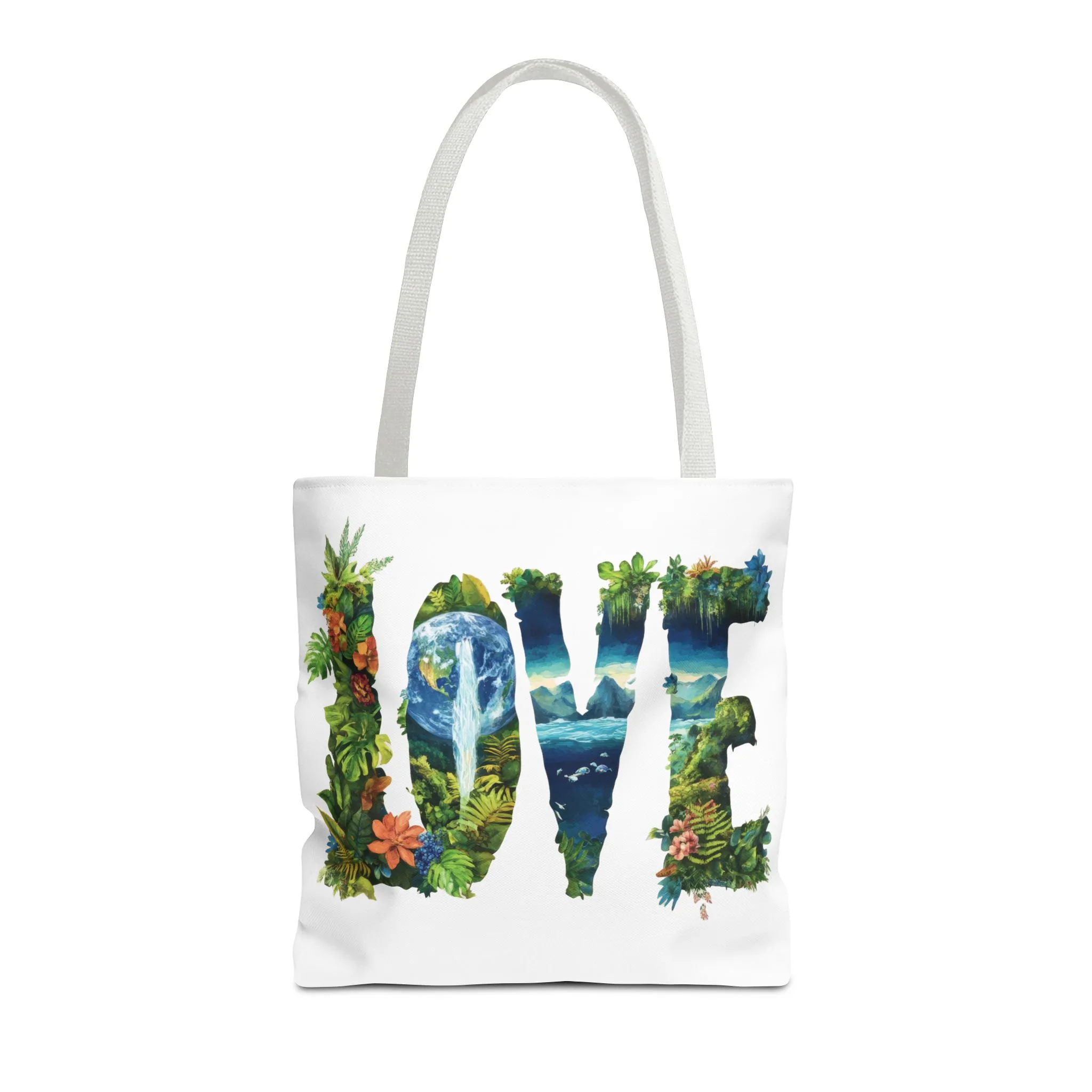 Earth Day LOVE Tote Bag, Eco Friendly Nature Art Bag, Sustainable Planet Message, Floral Tote, Shopping Bag, Beach Bag, Large Canvas Bag - Image 26