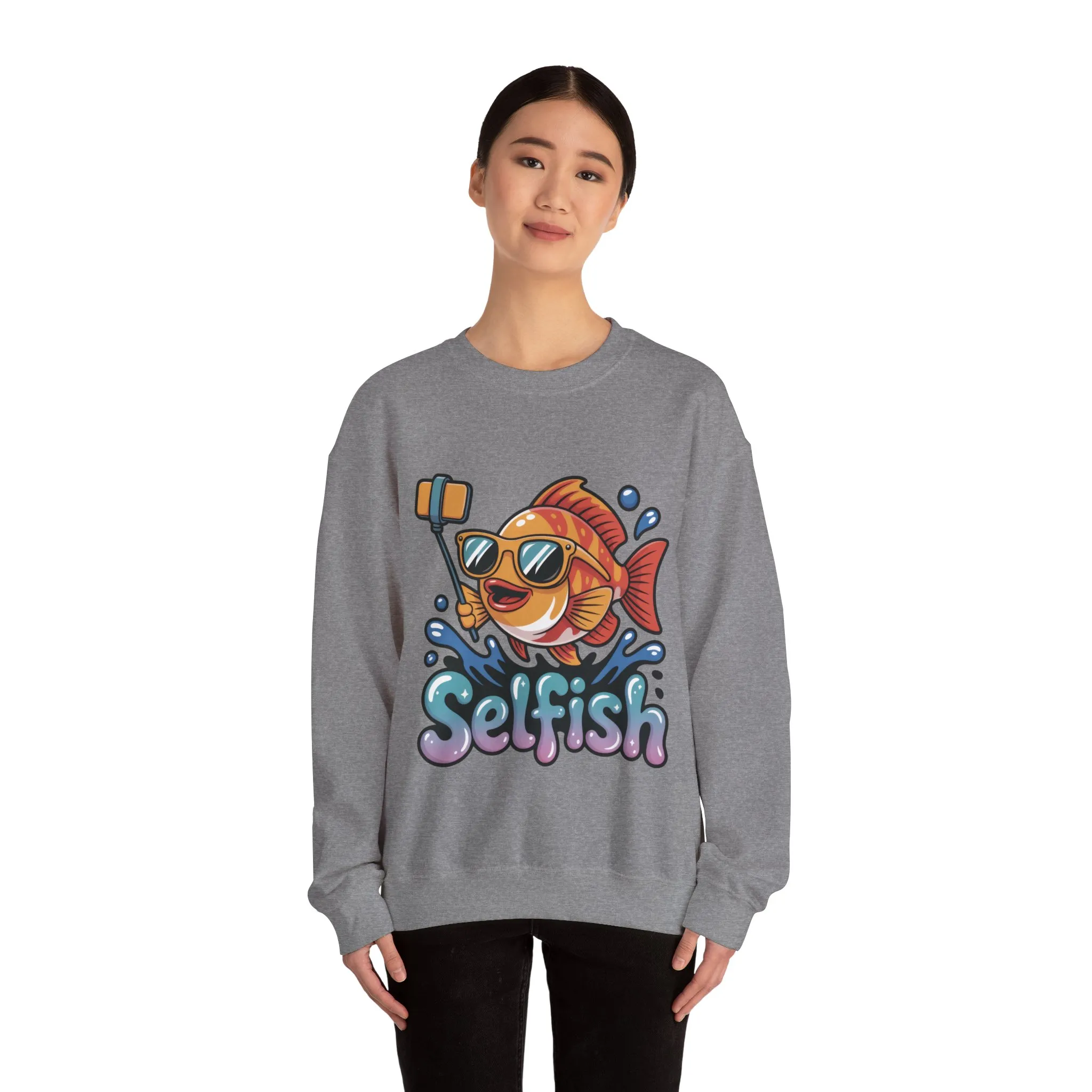 Selfish Womens Sweatshirt, Funny Selfie Pullover, Cute Ocean Pun Sweater, Playful Sea Life Gift, Fun Gift for Fish Lovers, Fishing Apparel - Image 29