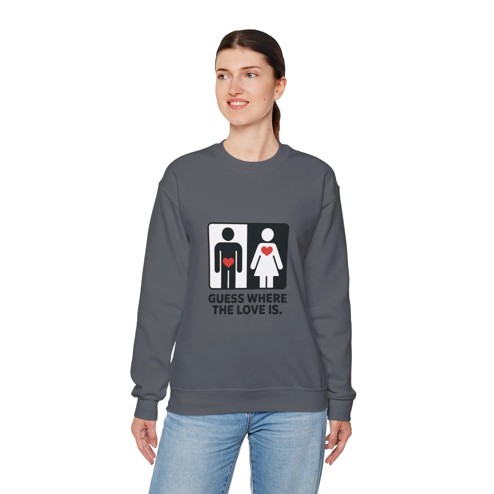 GuesWhere the Love Is Womens Sweatshirt, Couples Gift, Valentines Day Apparel, Matching Sweatshirt, Relationship Sweatshirt, Love Joke Graphic - Image 18