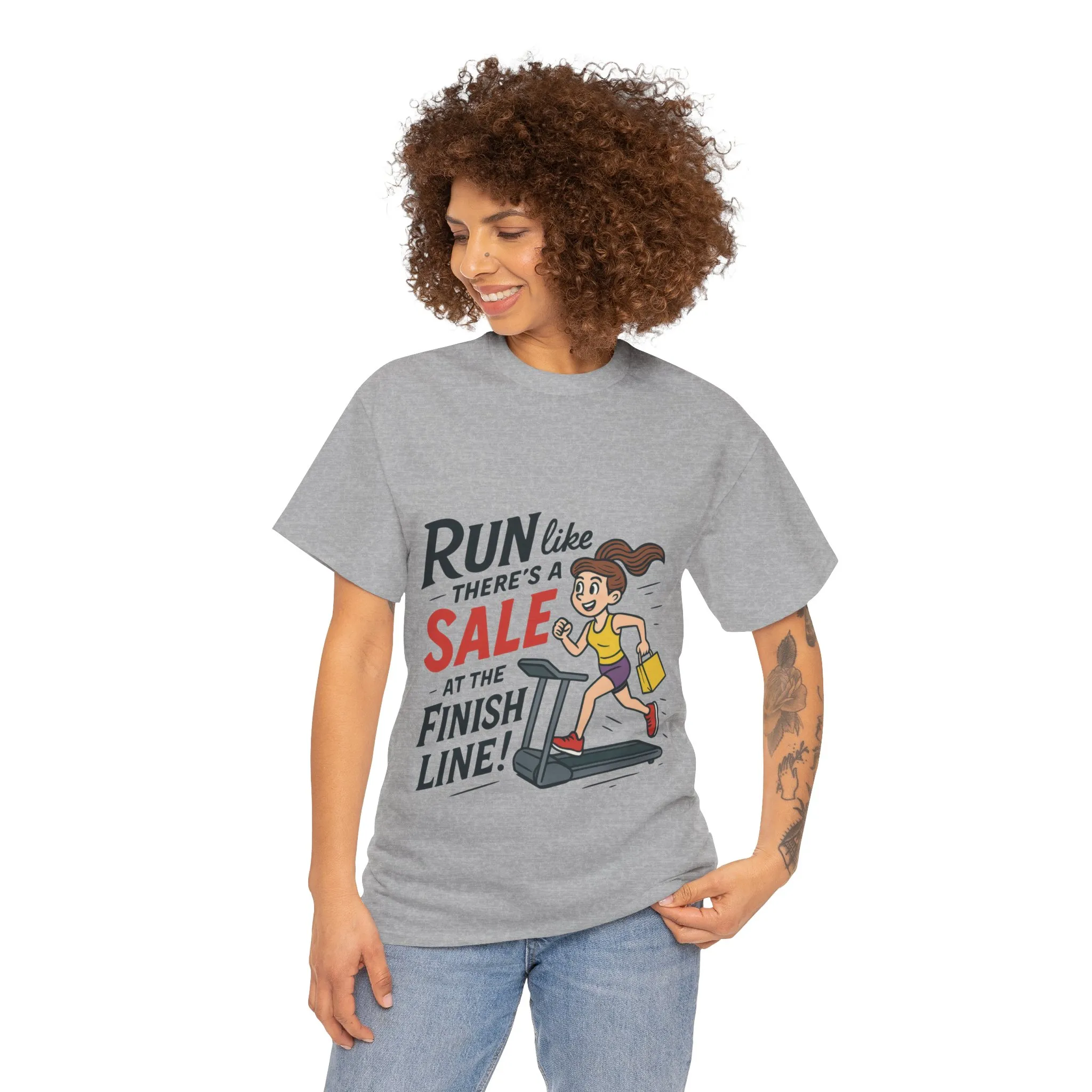 Motivational Fitness Tee, Workout Shirt, Funny Exercise Gym Top, Funny Shopping Tee, Treadmill Runner Shirt for Her, run for sale tee - Image 8