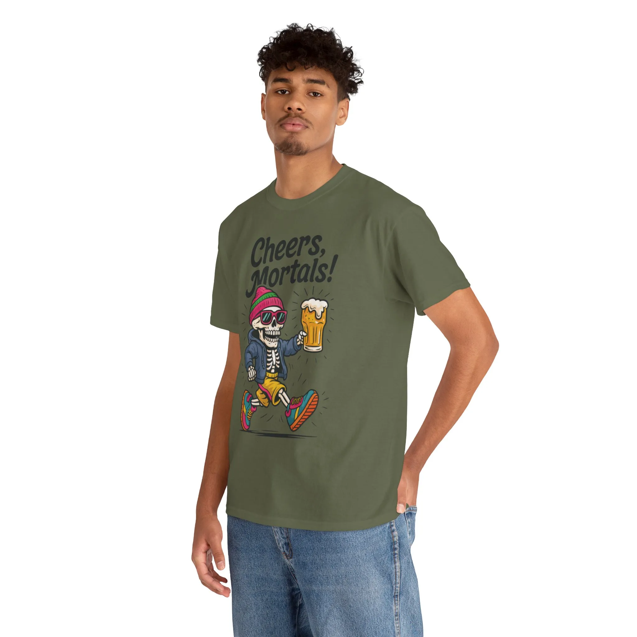 Cheers, Mortals! Mens Tee, Funny Skeleton Beer Graphic Tee, Cool Drinking Humor Shirt, Party Gift for Him, Halloween Tee, Beer Lovers Gift - Image 48