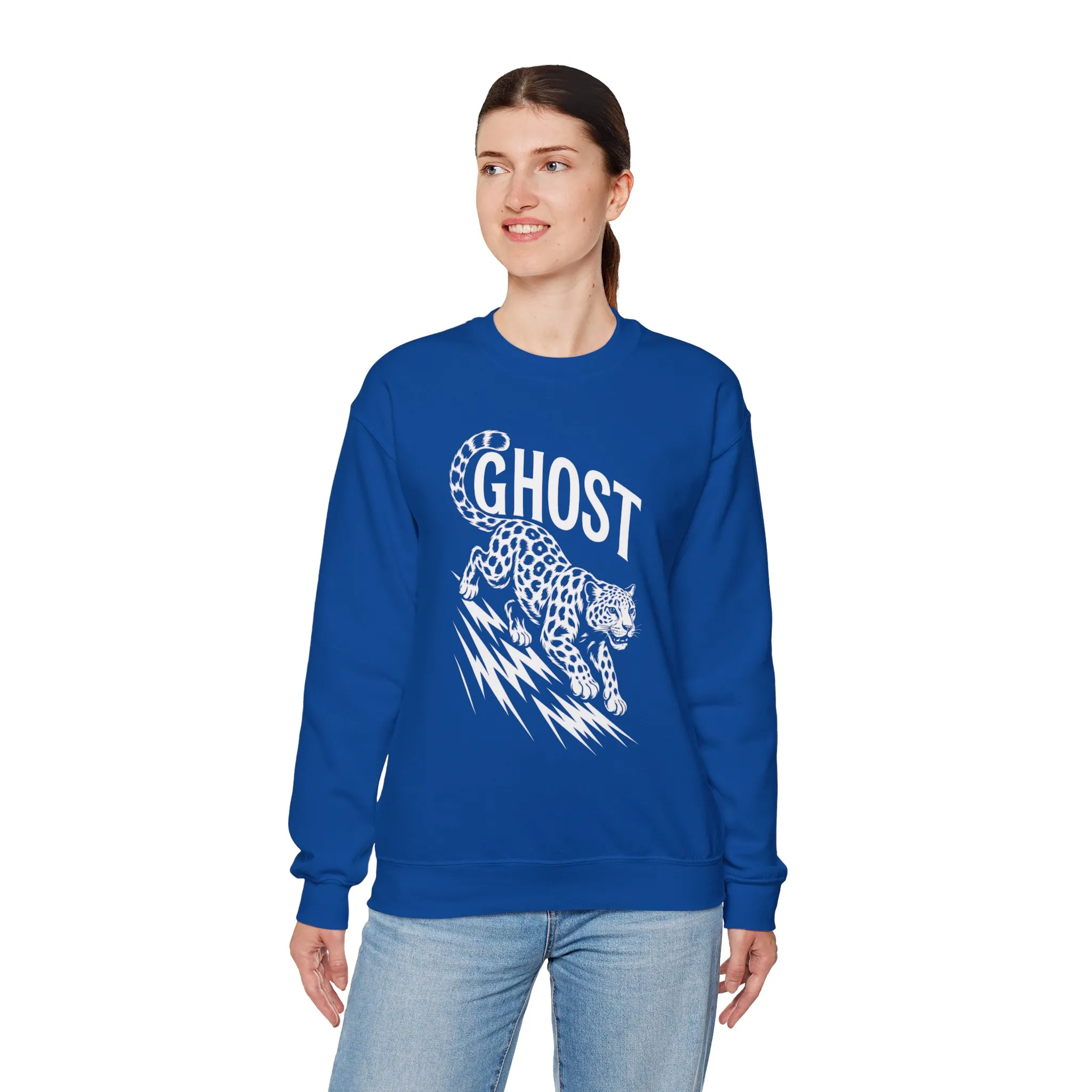Ghost Leopard Crewneck Sweatshirt, Unisex Fashion, Cozy Casual Wear, Graphic Sweatshirt, Wild Animal Art, Gift for Animal Lovers - Image 24