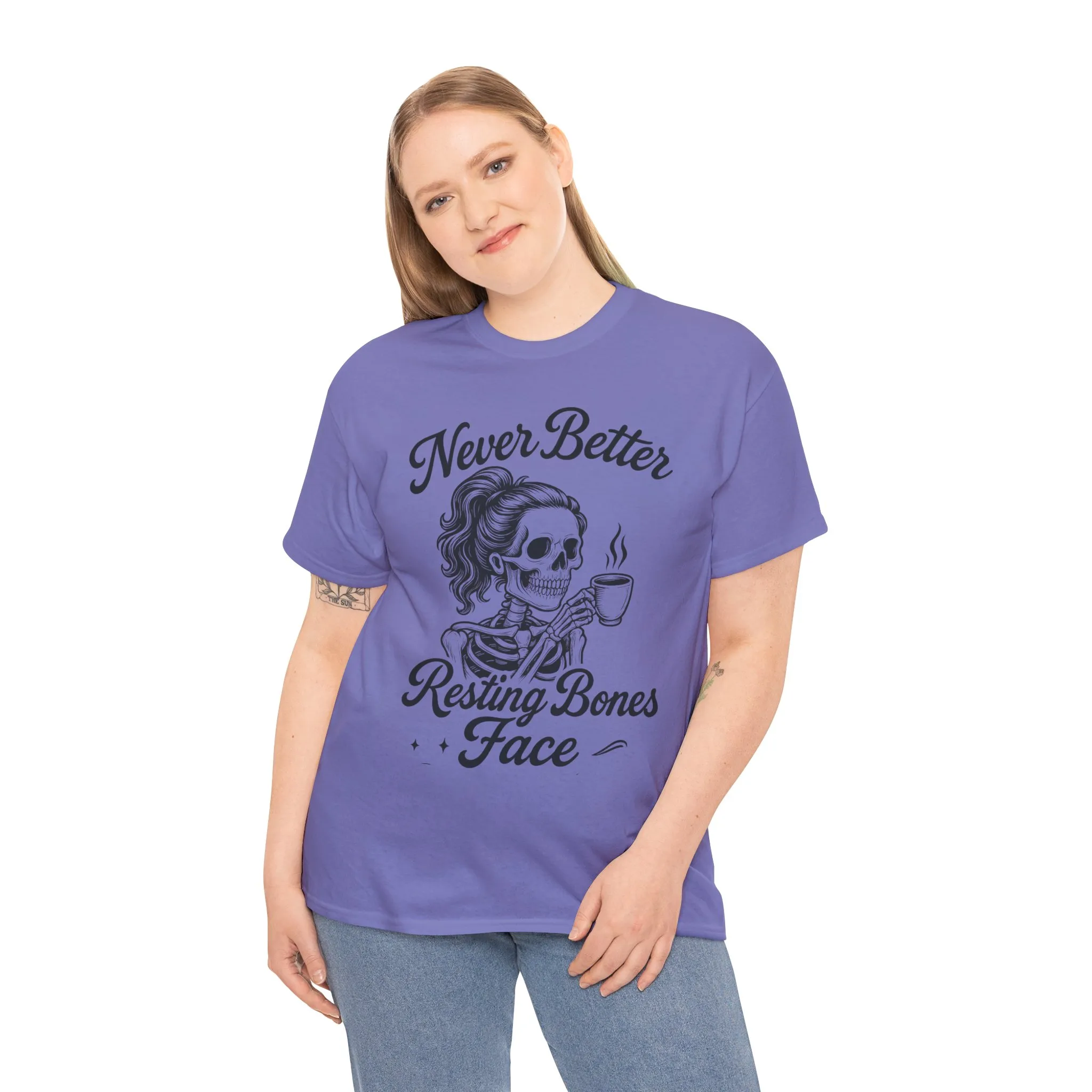 Sassy Skeleton Womens Tee: Never Better, Resting Bones Face, Halloween Costume, Funny Gift, Unisex Humor Shirt, Casual Wear - Image 27