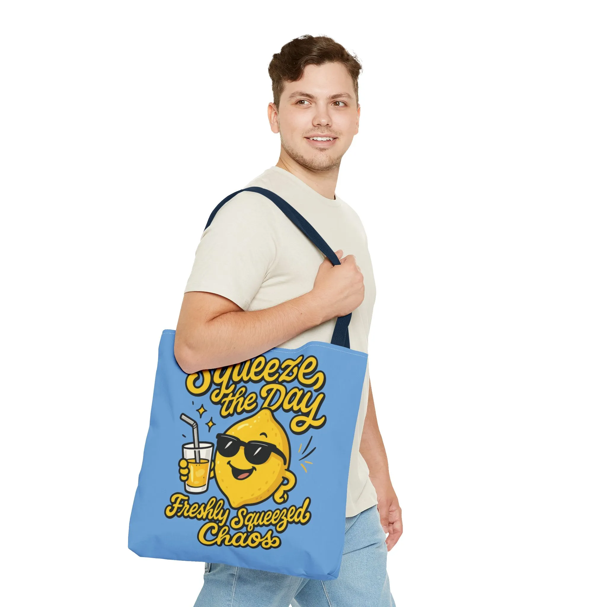 Lemon Themed Tote Bag, Squeeze the Day, Shopping Bag, Gift for Citrus Lovers, Eco-Friendly Carrier, Summer Accessory, Beach Weekender Bag - Image 3