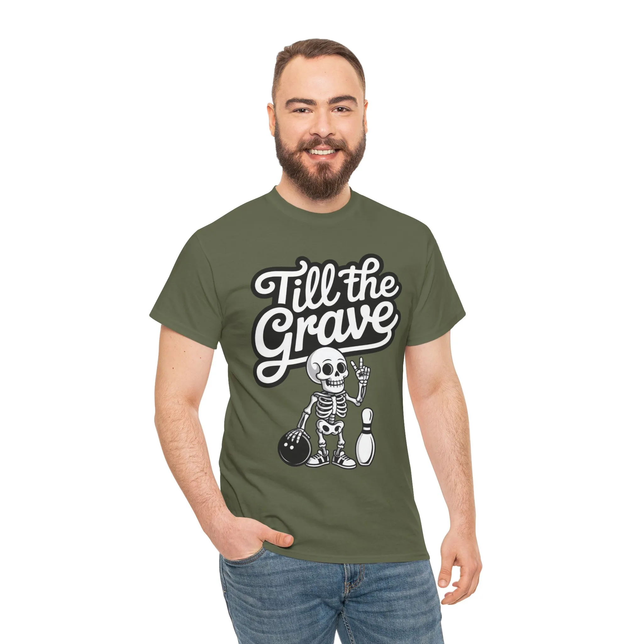 Skeleton Bowling Graphic Tee, Mens Heavy Cotton Tee, Funny Halloween Shirt, Gift for Bowlers, Retro Style Apparel, Casual Wear - Image 11