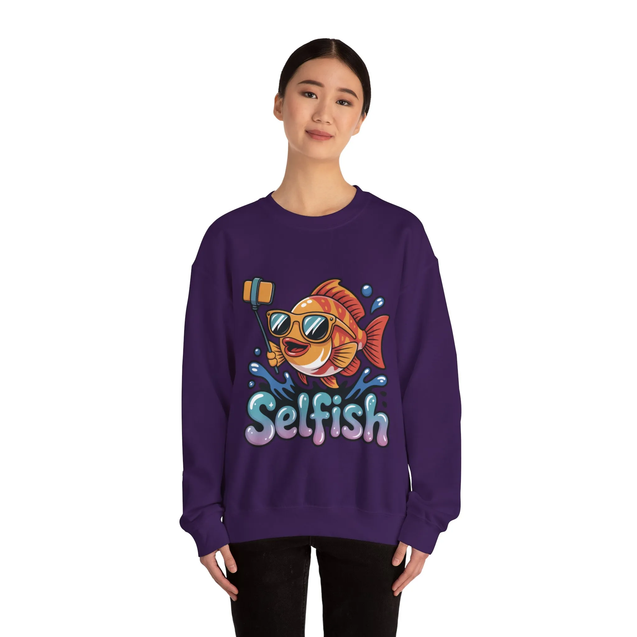 Selfish Womens Sweatshirt, Funny Selfie Pullover, Cute Ocean Pun Sweater, Playful Sea Life Gift, Fun Gift for Fish Lovers, Fishing Apparel - Image 20