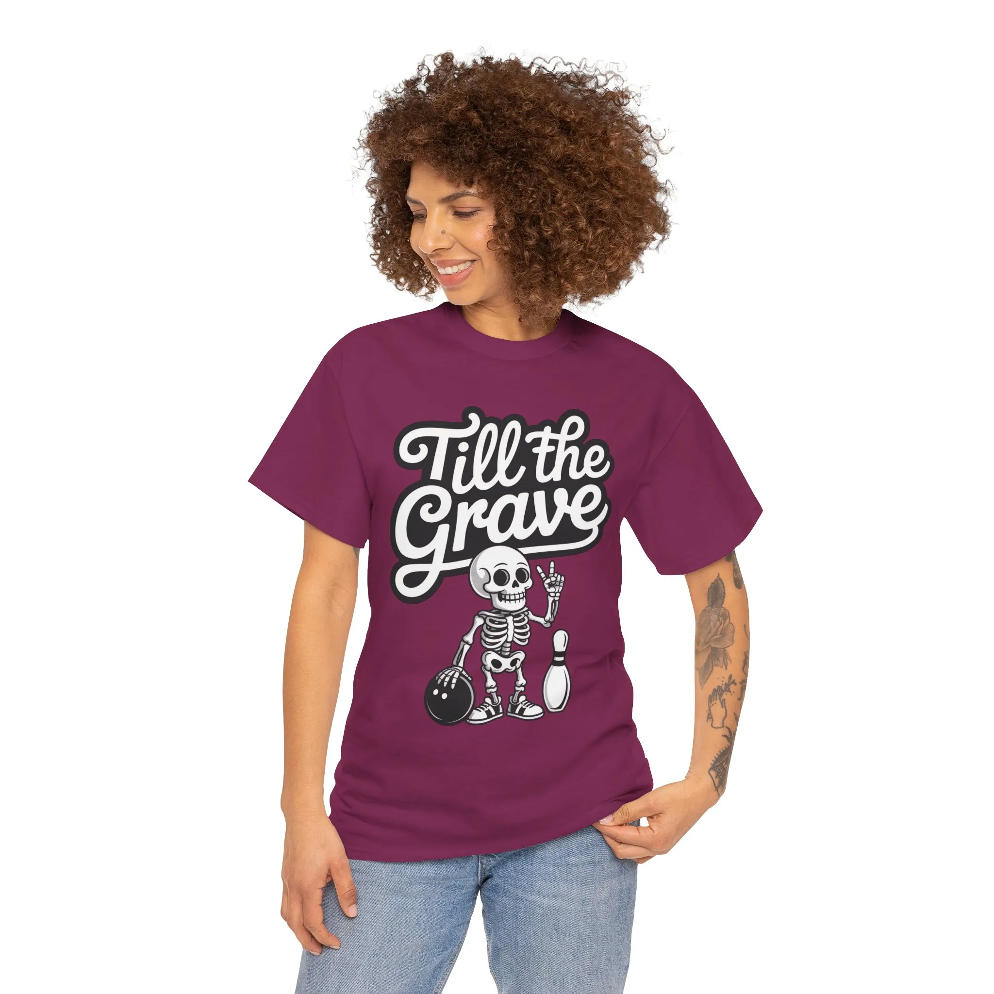 Funny Skeleton Bowling Womens Tee, Till the Grave, Funny Shirt, Halloween Gift, Skull Graphic, Casual Wear, Sporty Style - Image 26