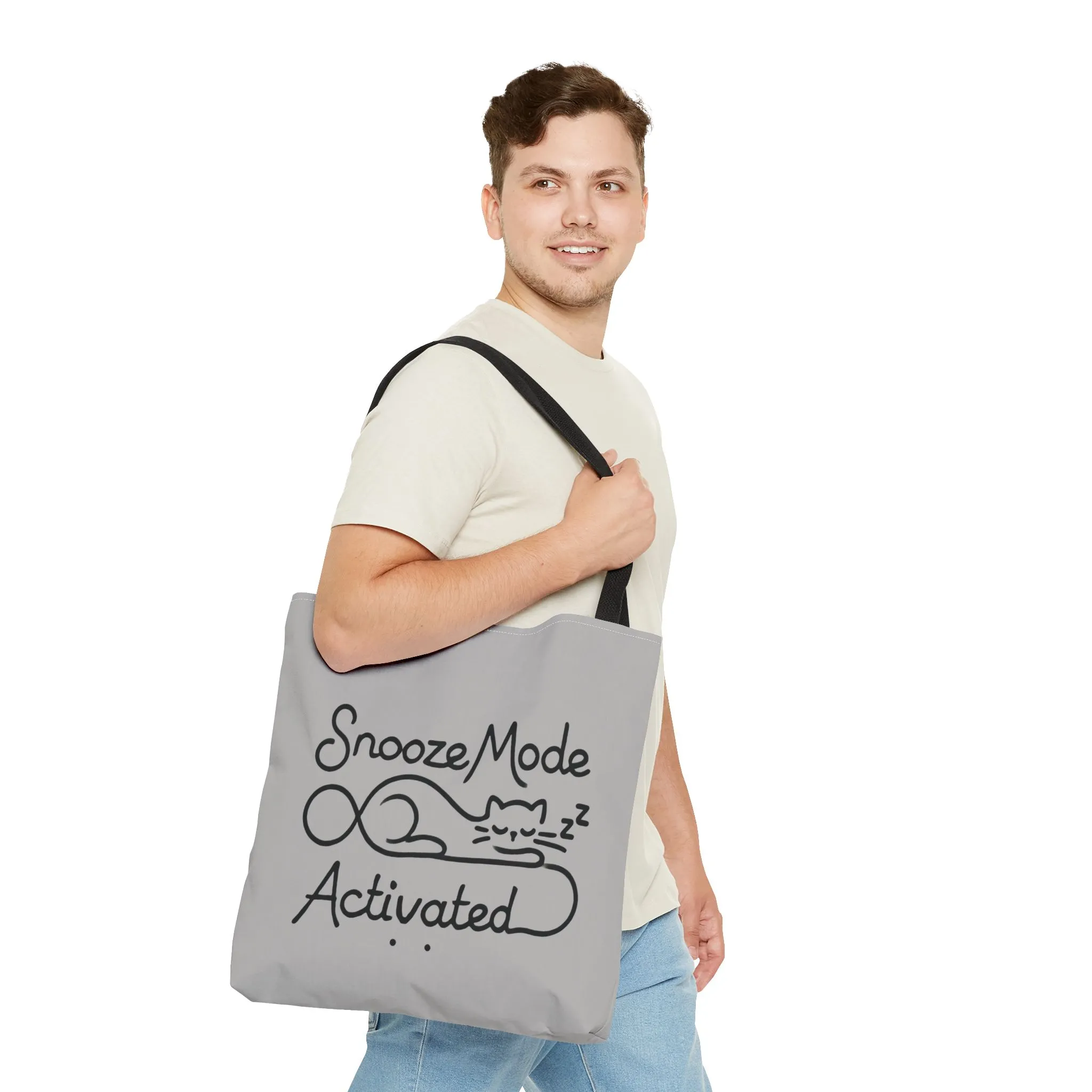 Sleepy Cat Tote Bag - Snooze Mode Activated, Cute Cat Lover Gift, Lounge Essential, Beach, Grocery, Everyday Use, Beach Weekender Bag - Image 4