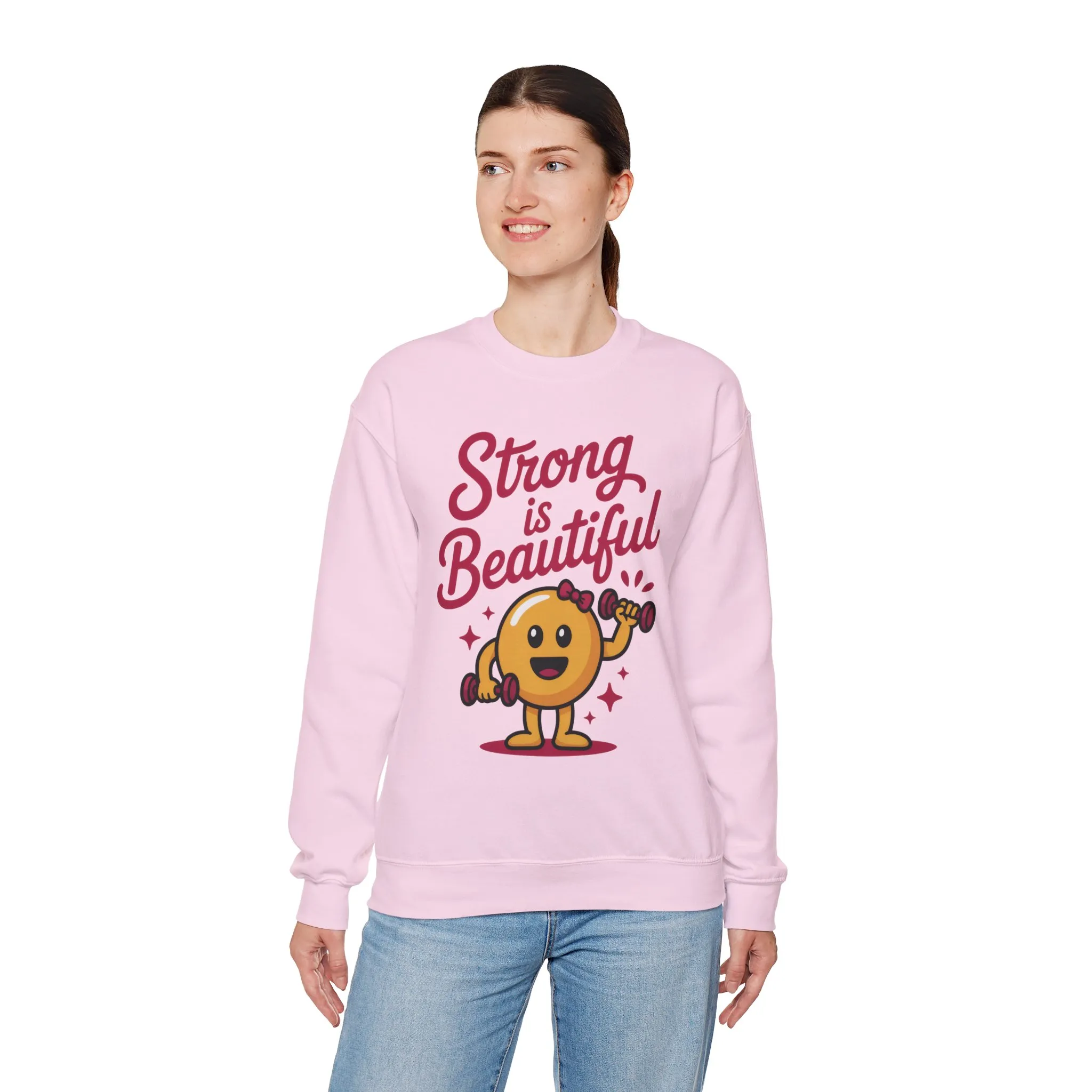 Strong is Beautiful Womens Crewneck Sweatshirt, Cute Fitness Graphic Pullover, Gym and Workout Motivation Sweater, Gift for Fitness Lovers - Image 30
