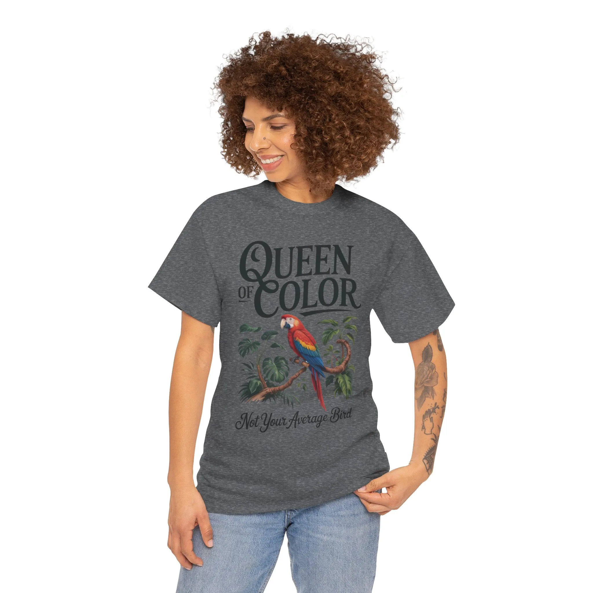 Colorful Queen Womens Tee, Fun Graphic T-Shirt, Casual Wear, Gift for Bird Lovers, Trendy Summer Apparel - Image 35