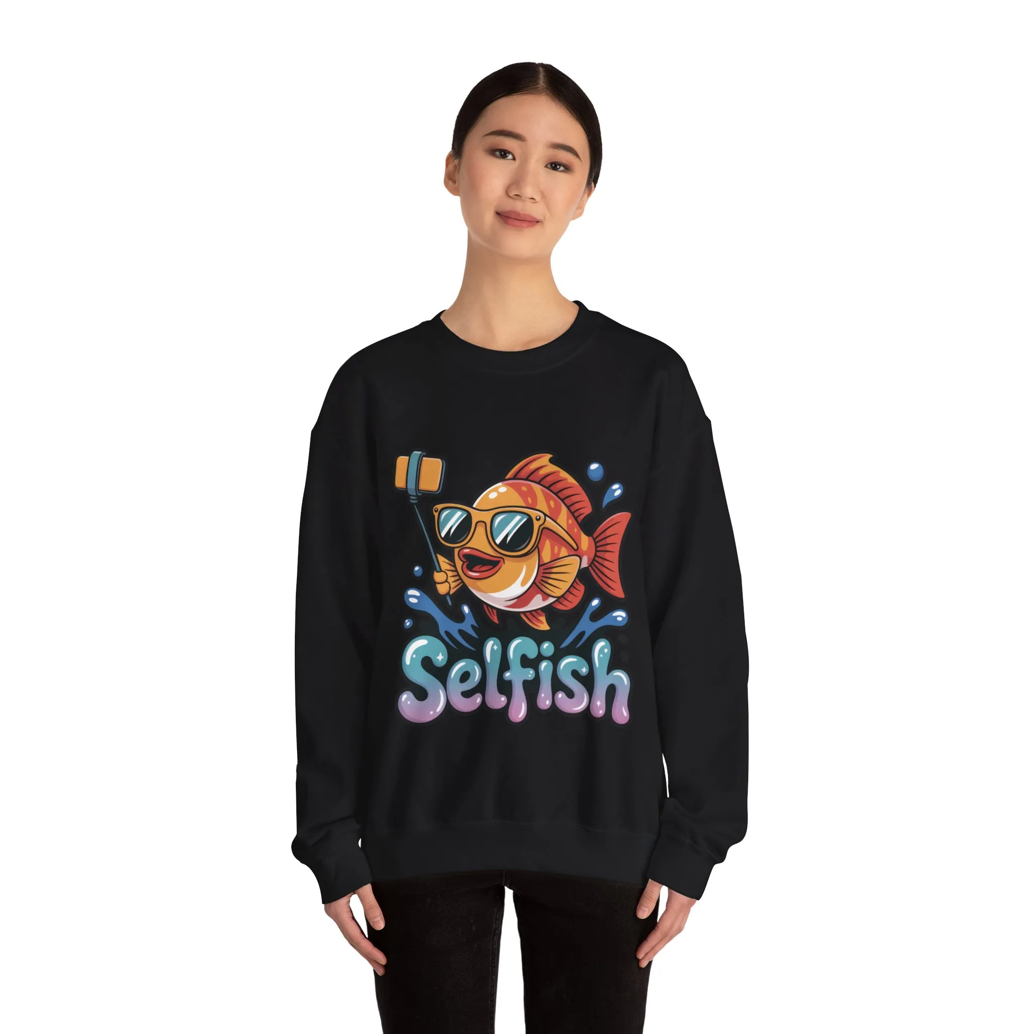 Selfish Womens Sweatshirt, Funny Selfie Pullover, Cute Ocean Pun Sweater, Playful Sea Life Gift, Fun Gift for Fish Lovers, Fishing Apparel - Image 8