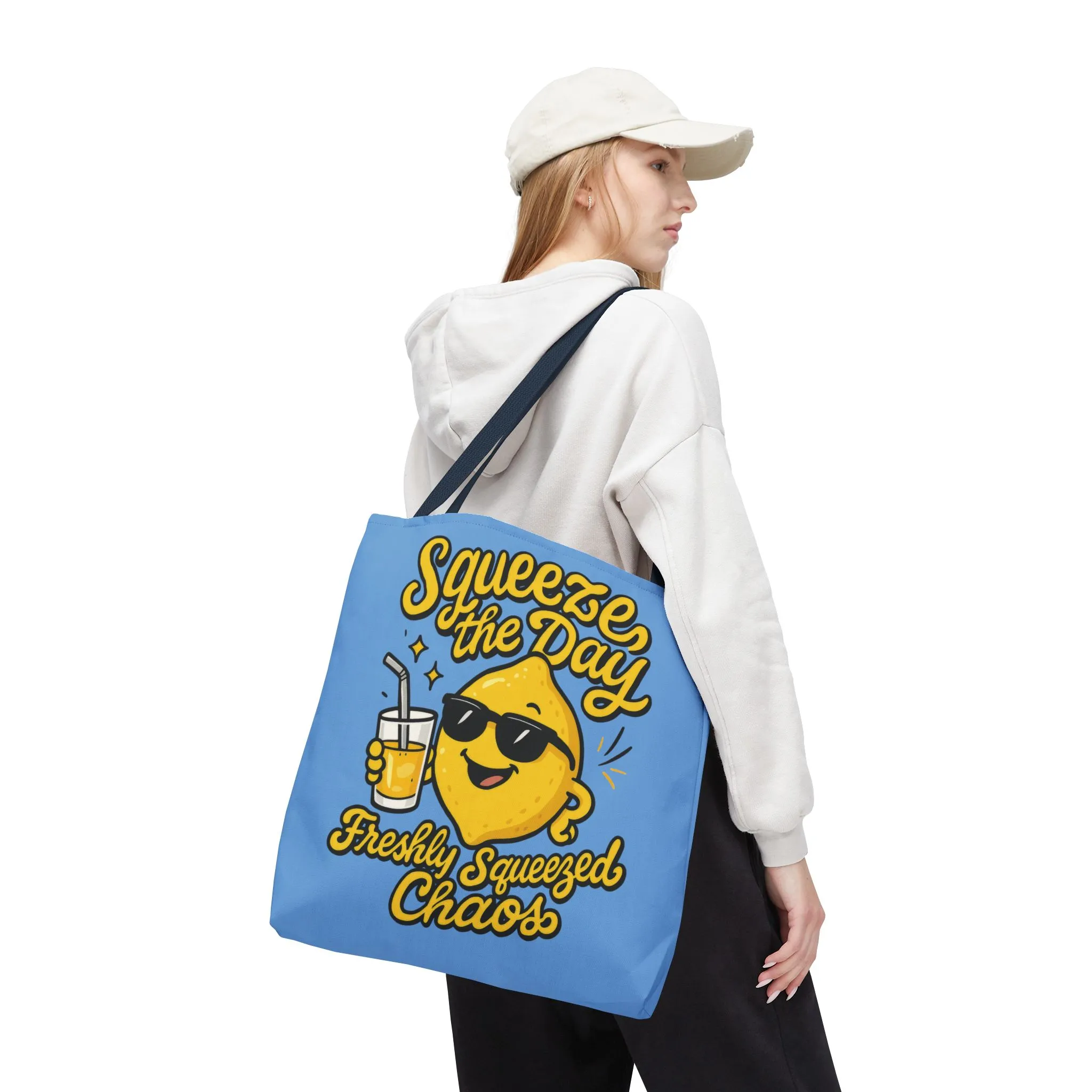 Lemon Themed Tote Bag, Squeeze the Day, Shopping Bag, Gift for Citrus Lovers, Eco-Friendly Carrier, Summer Accessory, Beach Weekender Bag - Image 5