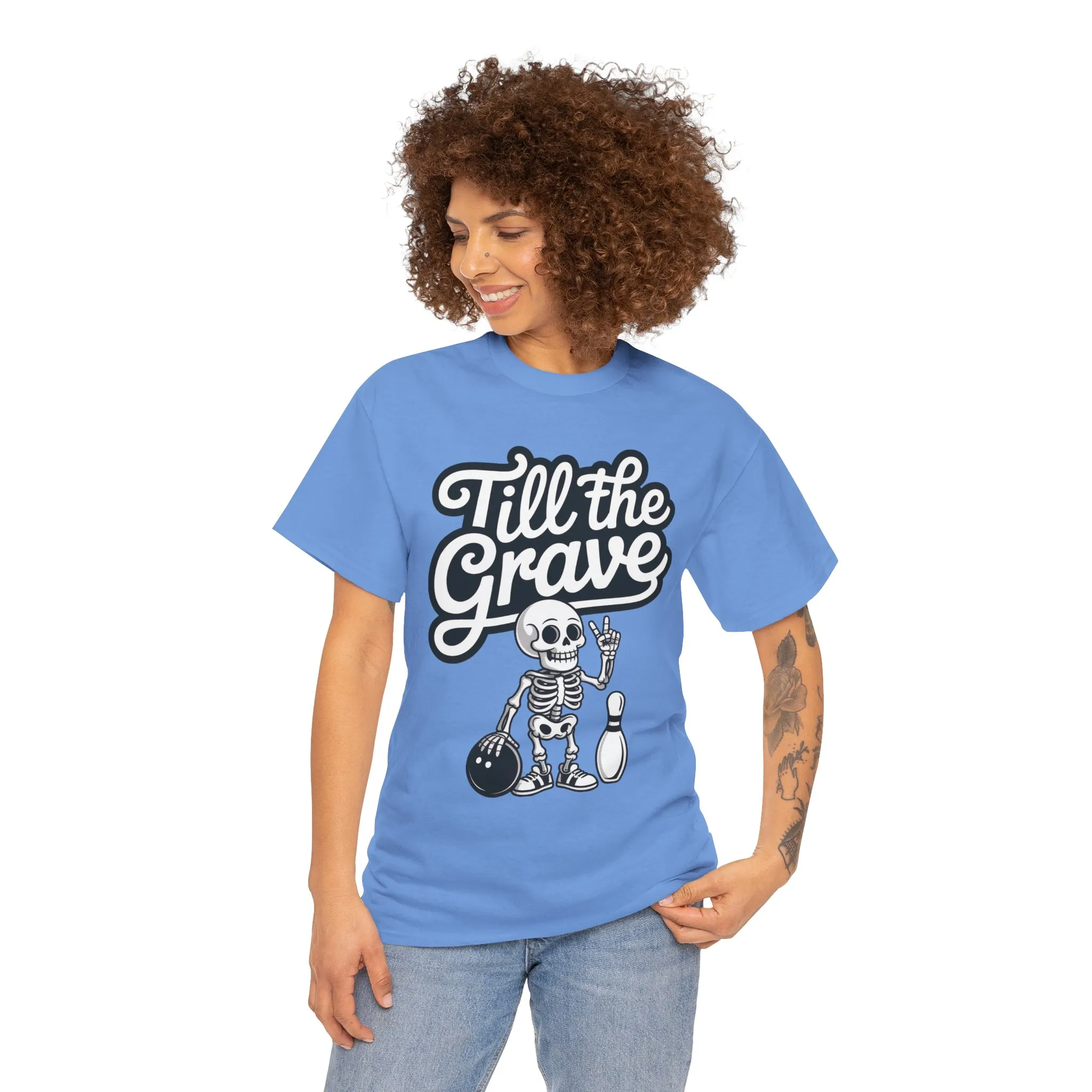 Funny Skeleton Bowling Womens Tee, Till the Grave, Funny Shirt, Halloween Gift, Skull Graphic, Casual Wear, Sporty Style - Image 14