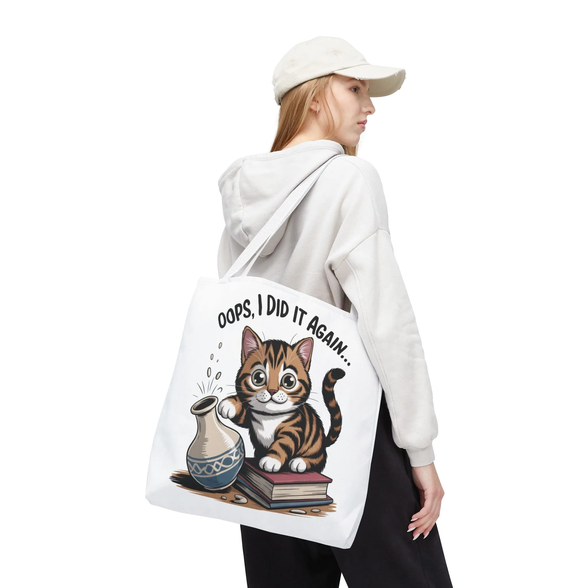 Cat-Themed Tote Bag, "Oops, I Did It Again", Perfect Gift for Cat Lovers, Pet Owners, Birthday, or Everyday Use, Large Tote Bag, beach bag - Image 30
