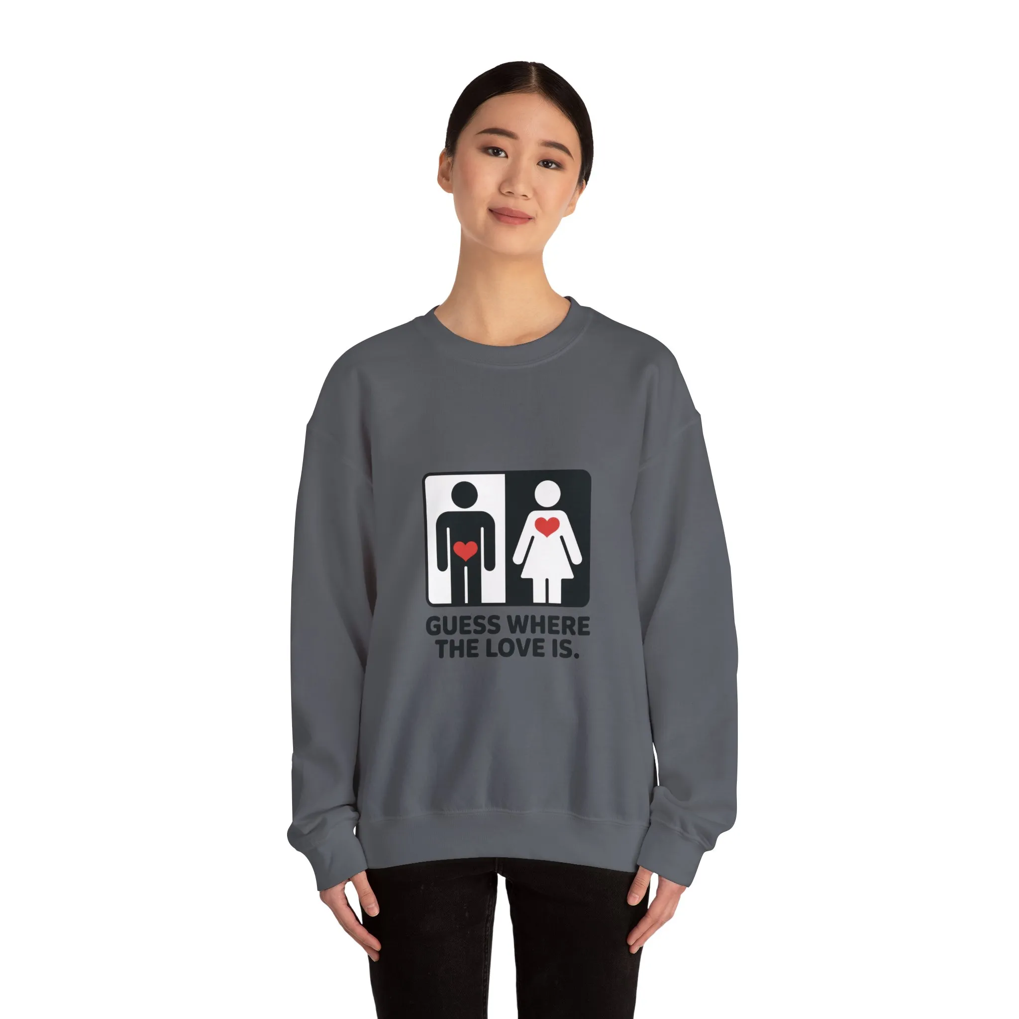 GuesWhere the Love Is Womens Sweatshirt, Couples Gift, Valentines Day Apparel, Matching Sweatshirt, Relationship Sweatshirt, Love Joke Graphic - Image 17