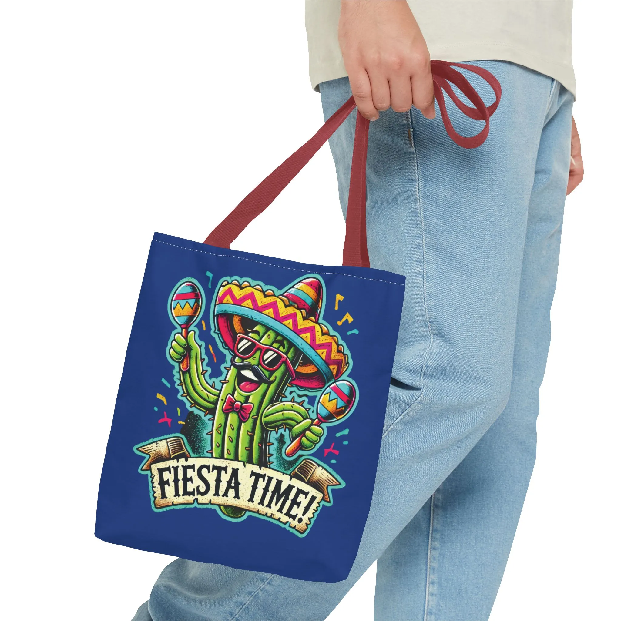 Fiesta Time Cactus Tote Bag, Funny Mexican Party Gift, Sombrero Maracas Print, Cinco de Mayo Bag, Summer Festival Tote, Beach Bag, Shopping - Image 8