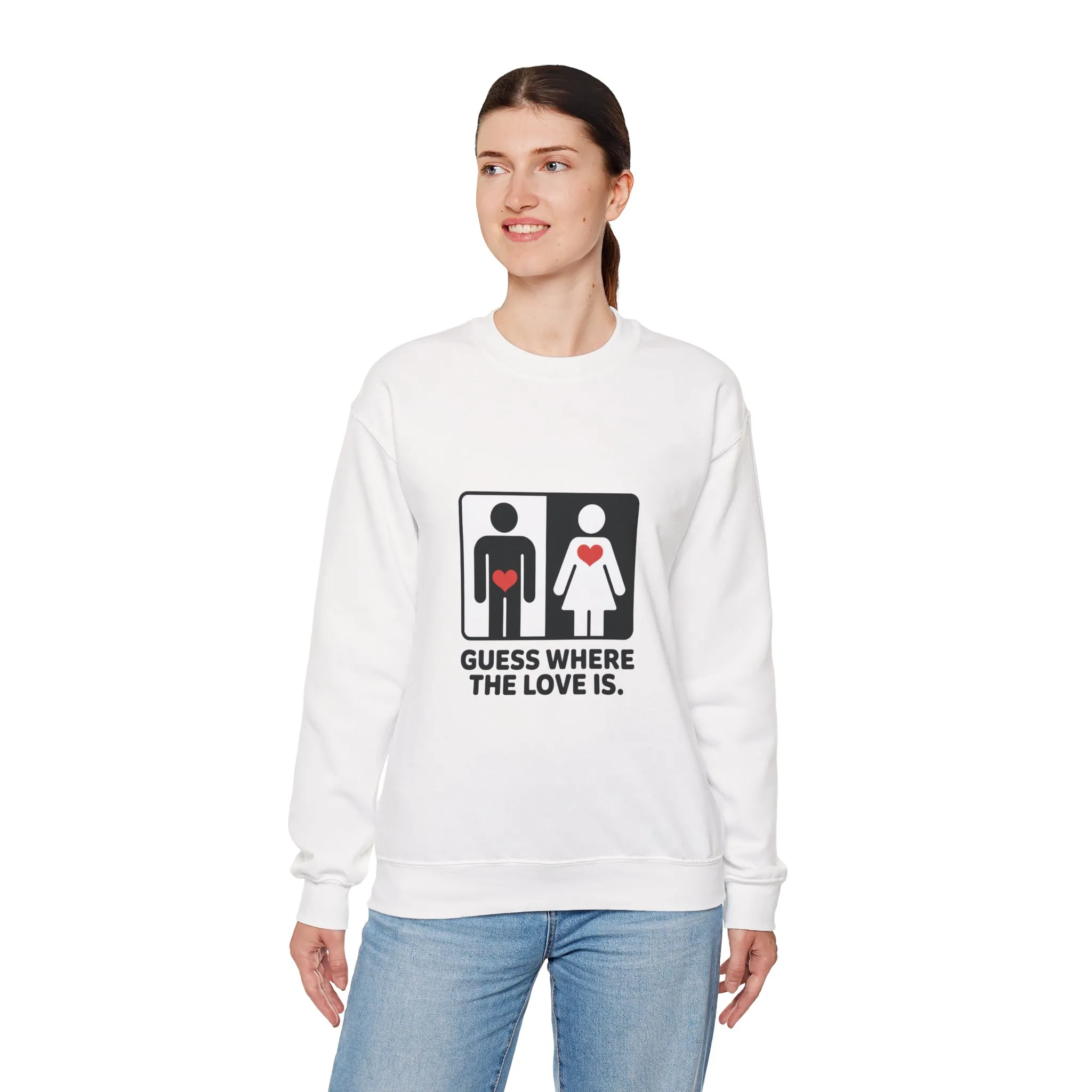 GuesWhere the Love Is Womens Sweatshirt, Couples Gift, Valentines Day Apparel, Matching Sweatshirt, Relationship Sweatshirt, Love Joke Graphic - Image 6
