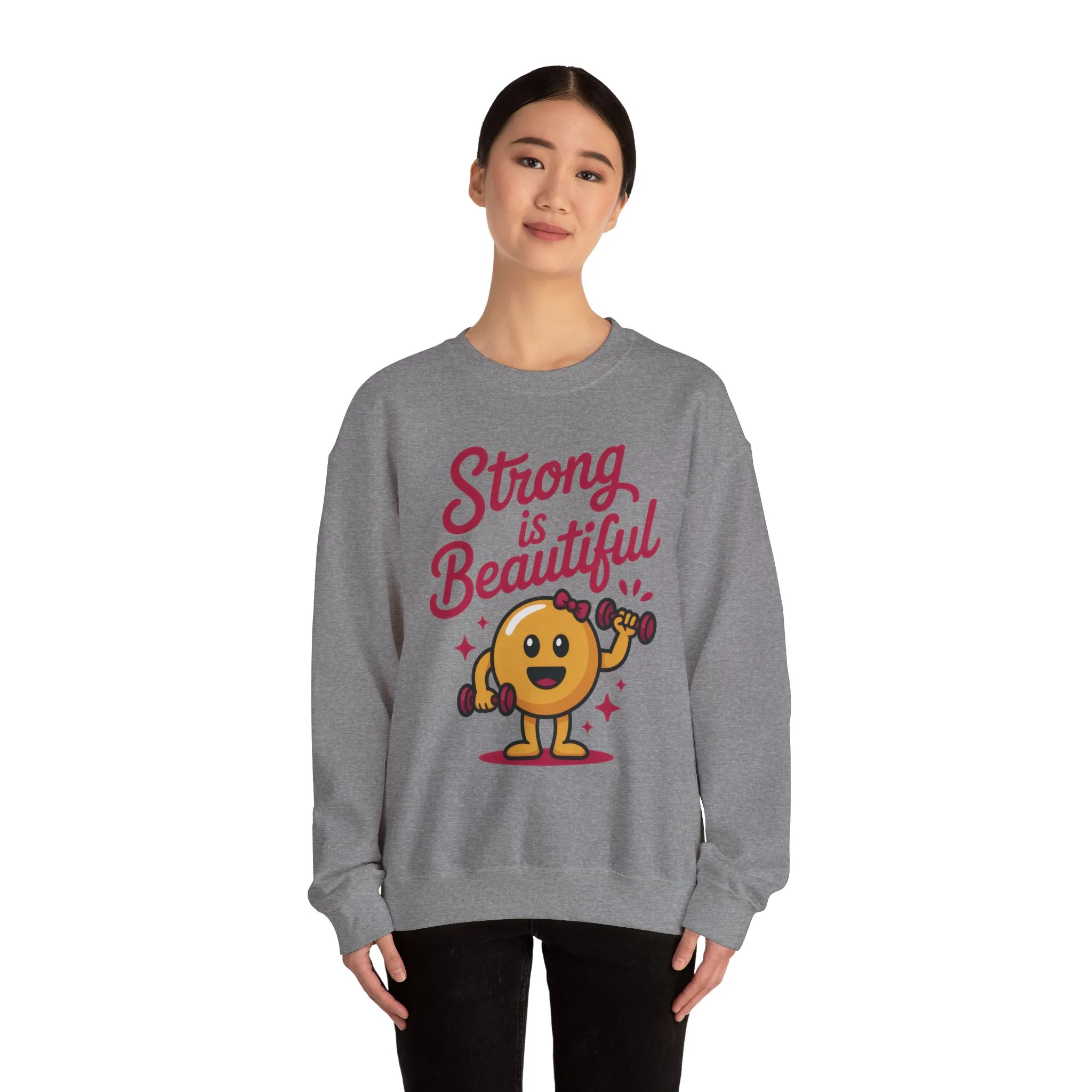 Strong is Beautiful Womens Crewneck Sweatshirt, Cute Fitness Graphic Pullover, Gym and Workout Motivation Sweater, Gift for Fitness Lovers - Image 14