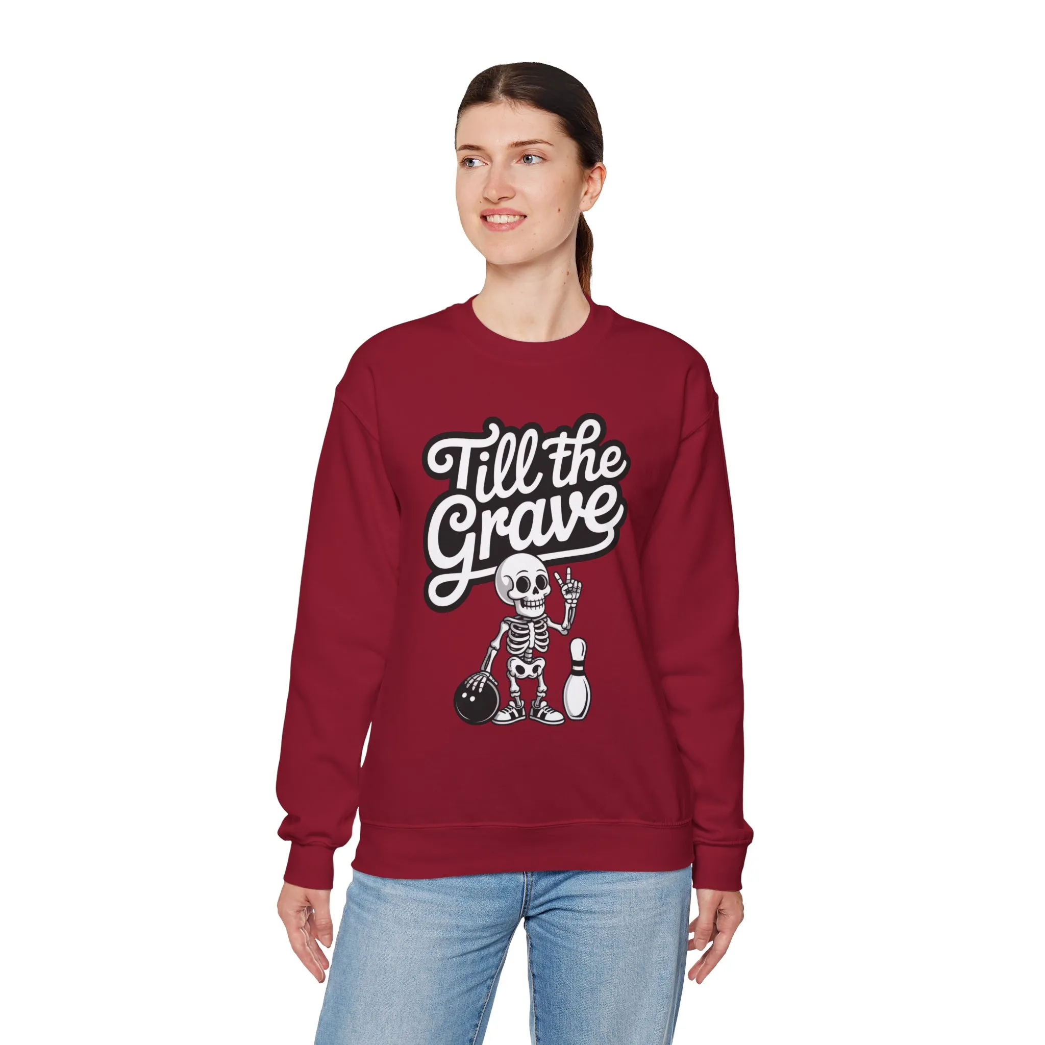 Funny Skeleton Bowling Sweatshirt, Womens Crewneck, Halloween Gift, Casual Wear, Till the Grave Sweatshirt, Bowling Lover Apparel - Image 30