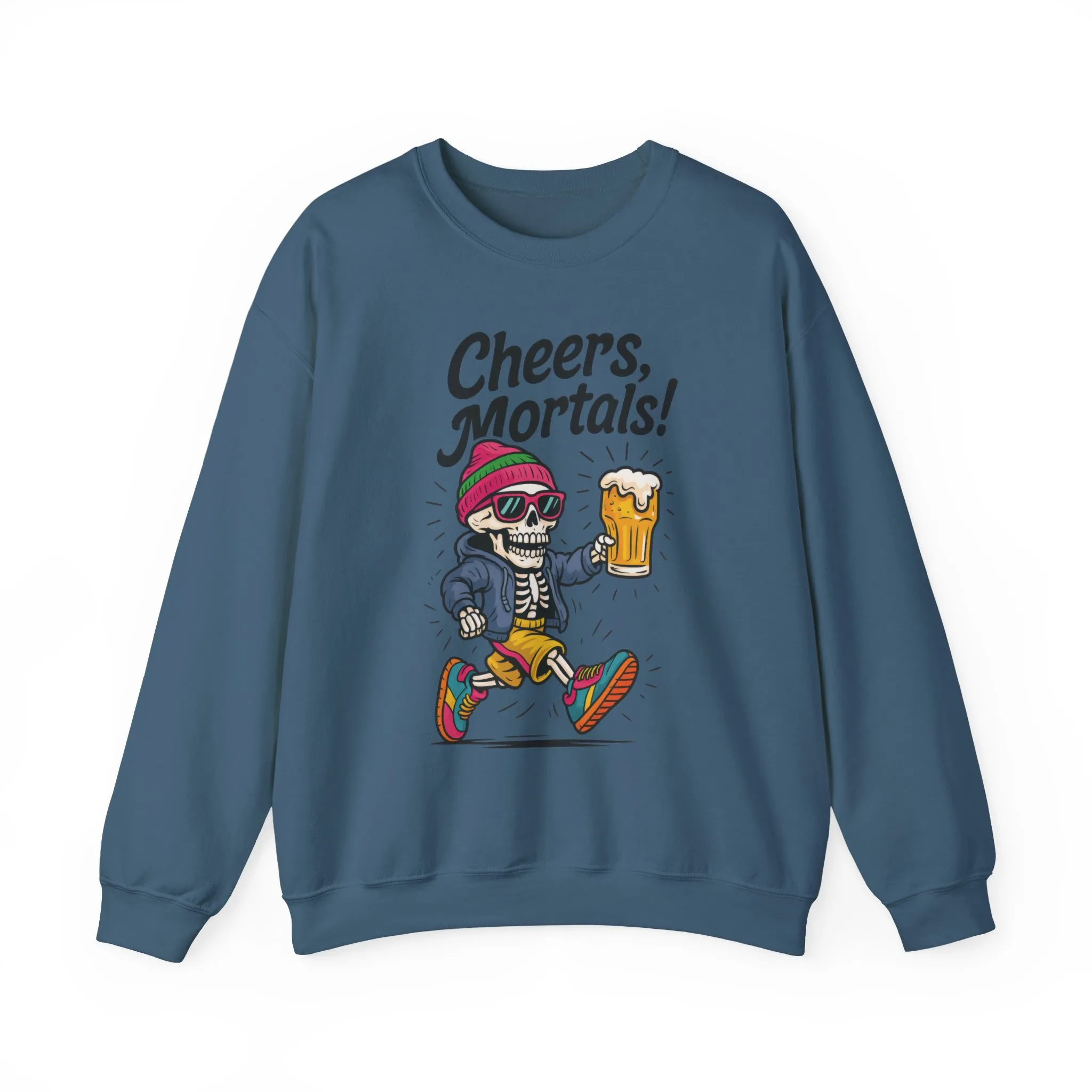 Cheers Mortals! Mens Crewneck Sweatshirt, Skeleton Beer Pullover with Hood, Drinking Humor Sweatshirt, Party Gift for Him, Halloween Apparel - Image 16