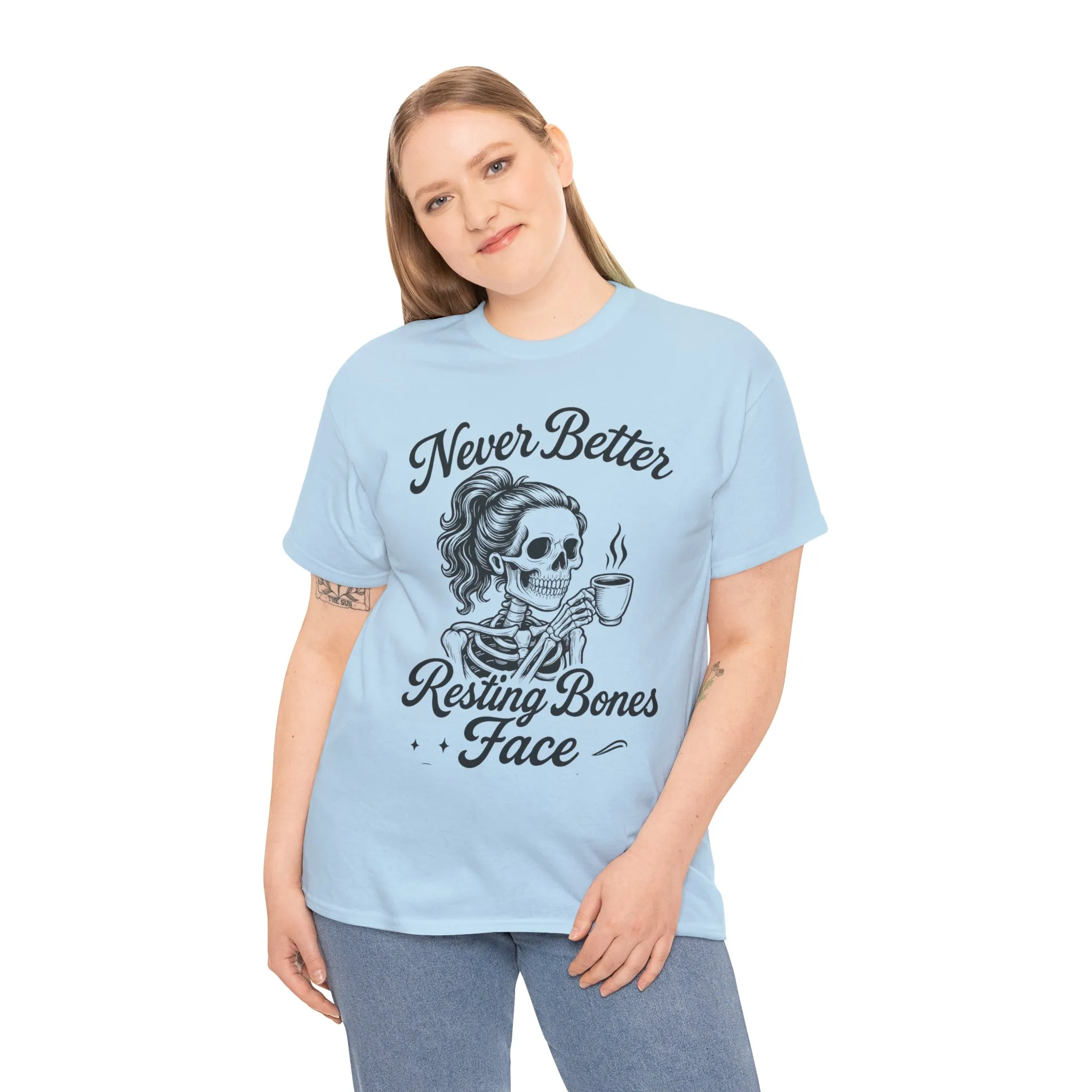 Sassy Skeleton Womens Tee: Never Better, Resting Bones Face, Halloween Costume, Funny Gift, Unisex Humor Shirt, Casual Wear - Image 21
