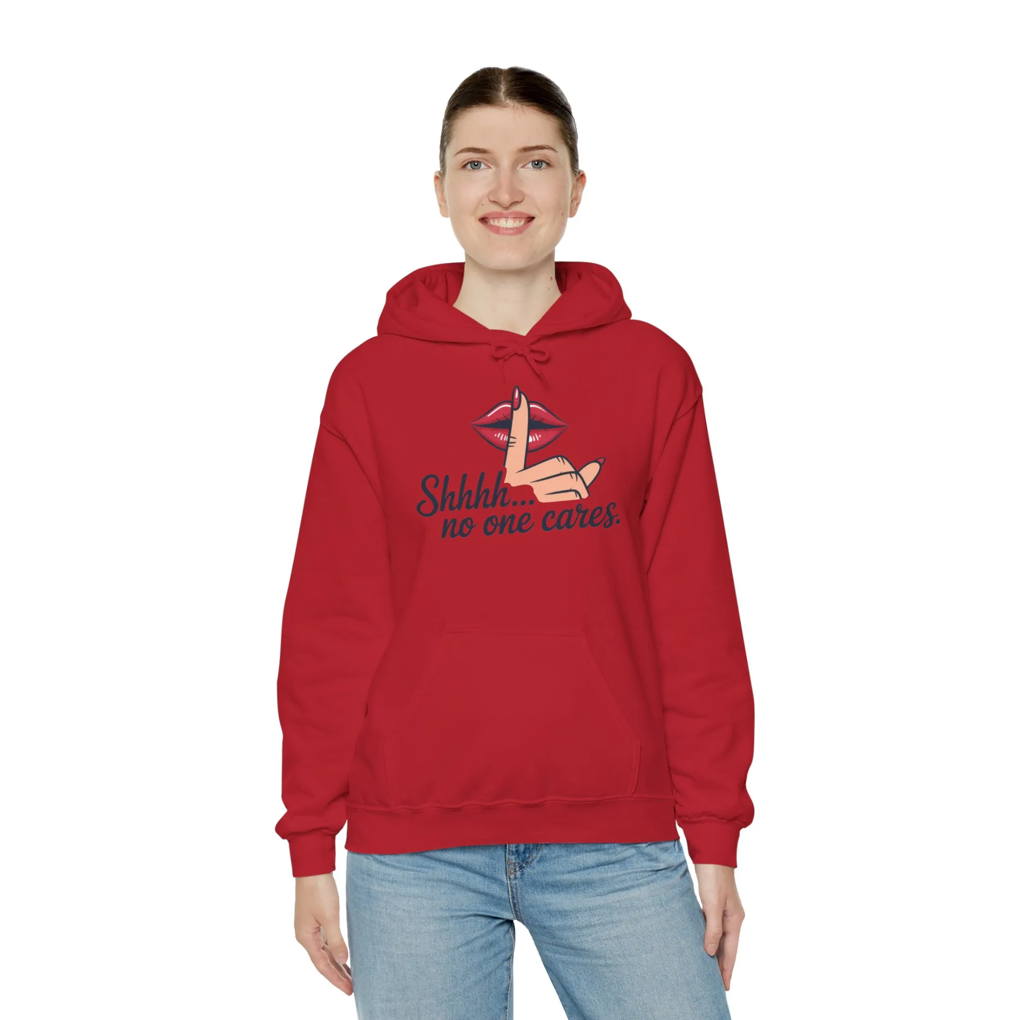 Shhh... No One Cares Hoodie, Funny Sweatshirt, Womens Pullover, Casual Wear, Gift for Friends, Cozy Outfit - Image 40