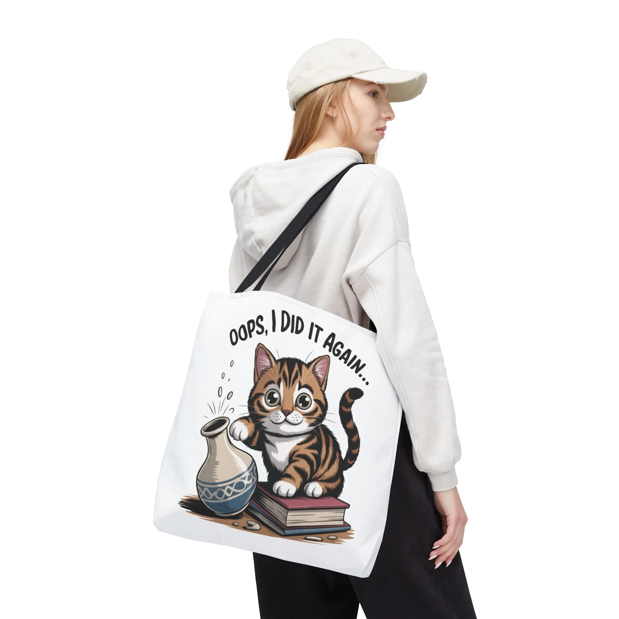 Cat-Themed Tote Bag, "Oops, I Did It Again", Perfect Gift for Cat Lovers, Pet Owners, Birthday, or Everyday Use, Large Tote Bag, beach bag - Image 10