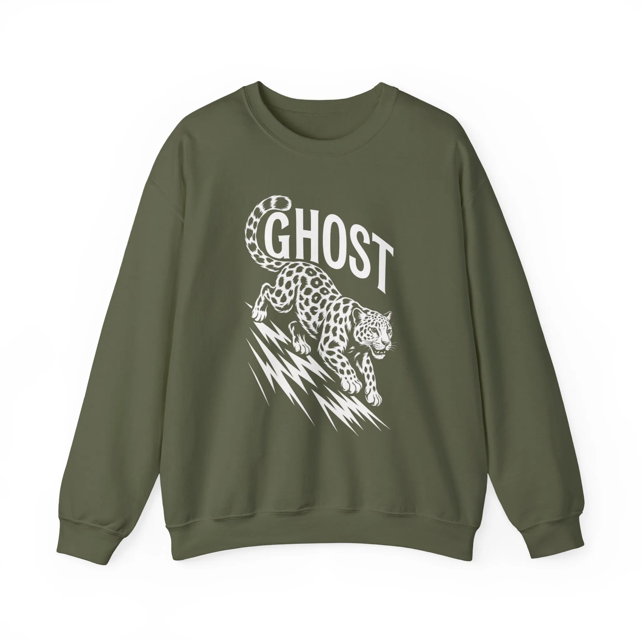 Ghost Leopard Crewneck Sweatshirt, Unisex Fashion, Cozy Casual Wear, Graphic Sweatshirt, Wild Animal Art, Gift for Animal Lovers - Image 7