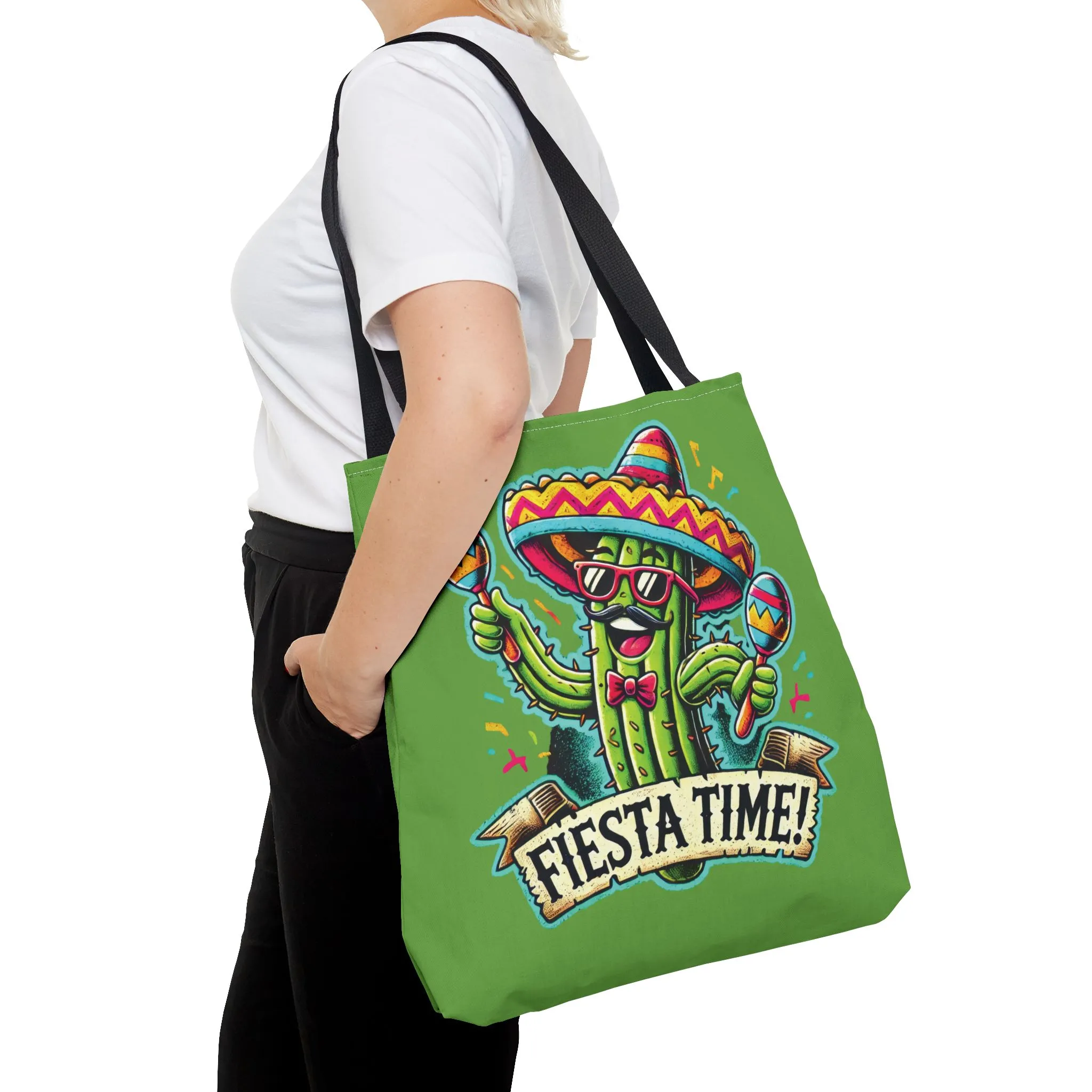 Fiesta Time Cactus Tote Bag, Funny Mexican Party Gift, Sombrero Maracas Print, Cinco de Mayo Bag, Summer Festival Tote, Beach Bag, Shopping - Image 4