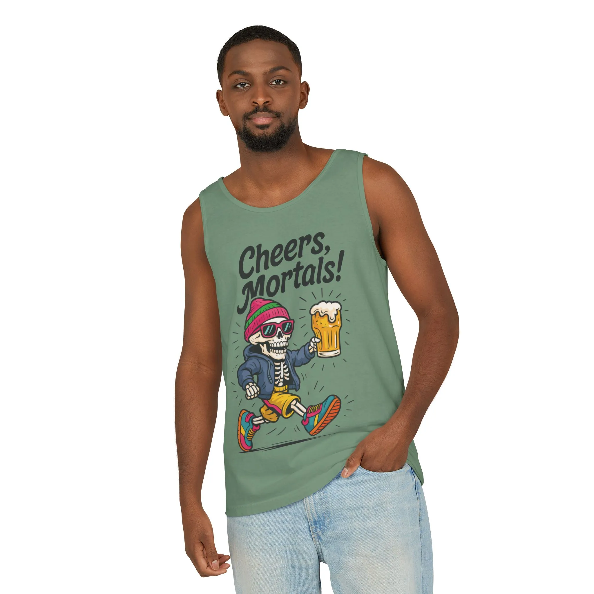 Cheers Mortals! Mens Tank Top, Funny Skeleton Beer Graphic Tee, Drinking Humor Shirt, Party Gift for Him, Halloween Tank, Beer Lovers Gift - Image 35