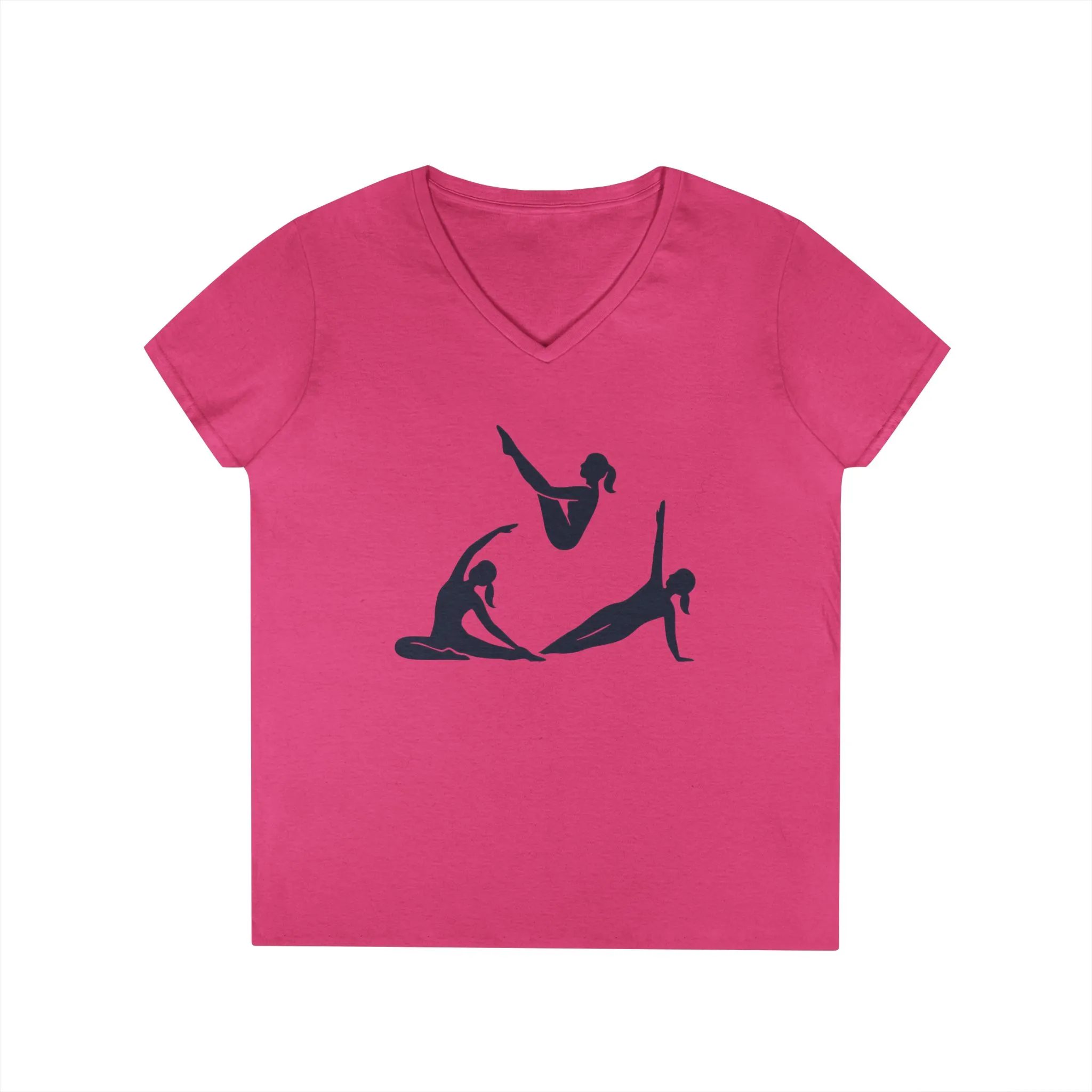 Ladies' V-Neck T-Shirt, Womens Pilates Graphic T-Shirt, Yoga Fitness Tee, Workout Top with Silhouette Print - Image 22