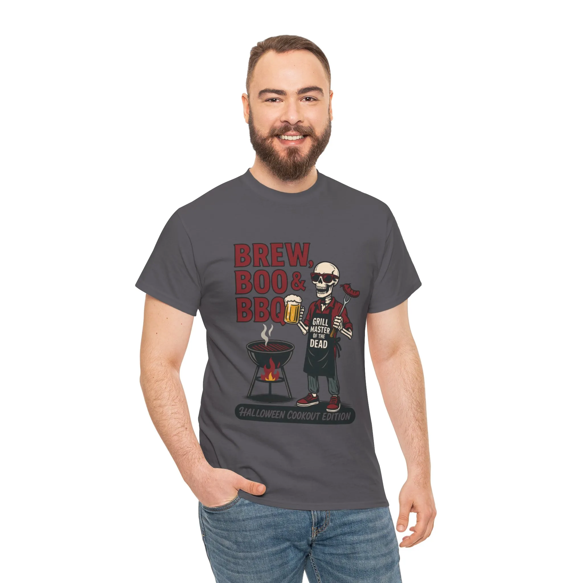 Halloween BBQ Men's T-Shirt, Brew Boo&BBQ Skeleton Grill Master Tee, Funny Dad Gift, Grill Master Tee, Grill Dad Halloween - Image 20